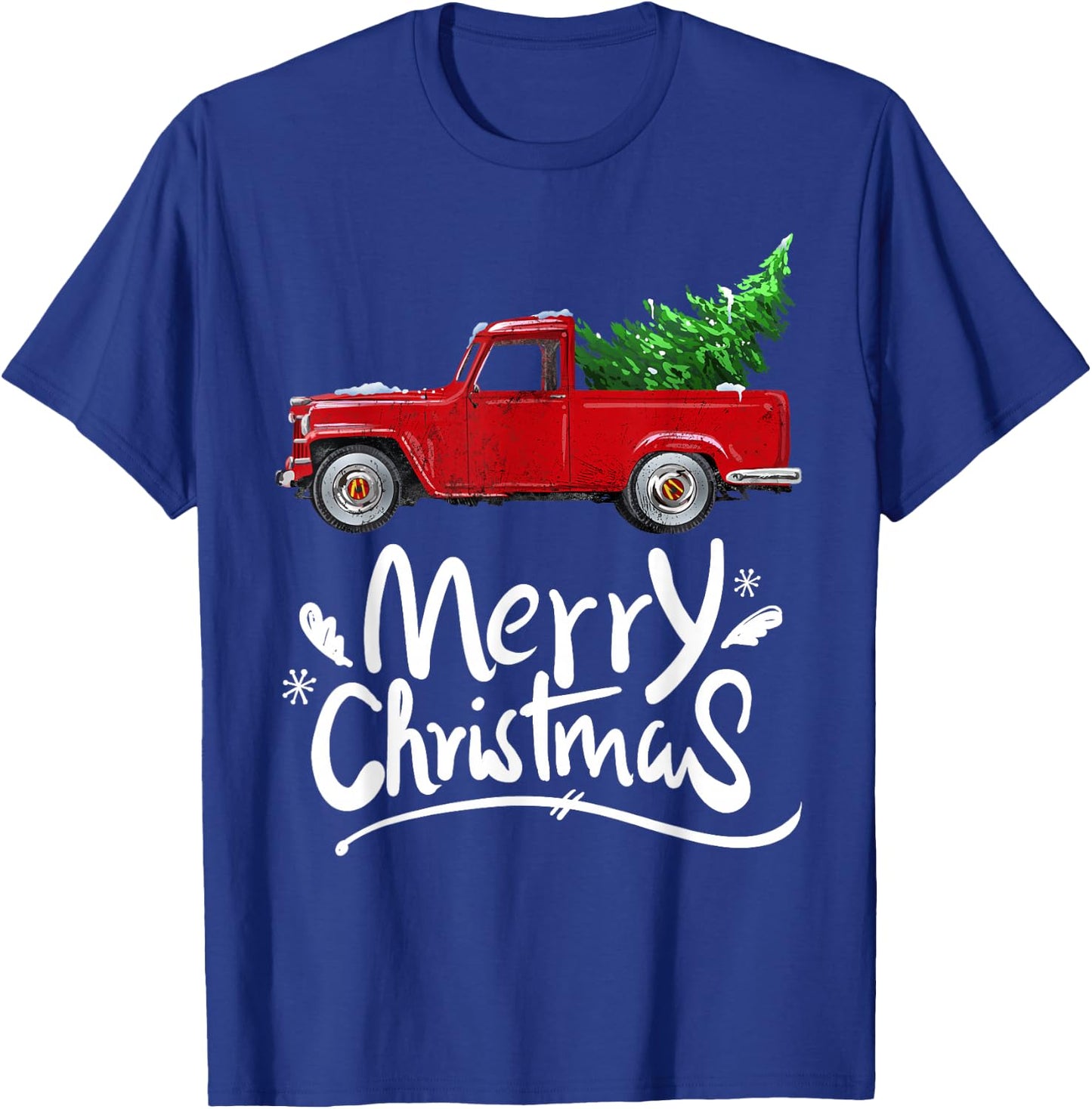 Vintage Wagon Red Truck Christmas Tree Pajama Gift T-Shirt - T-Shirt | Royal