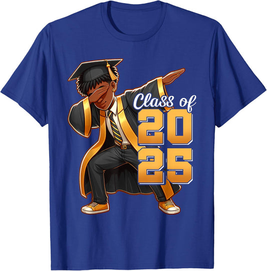 Dabbing Boy Graduation Class Of 2025 African Juneteenth Boy T-Shirt - T-Shirt | Royal