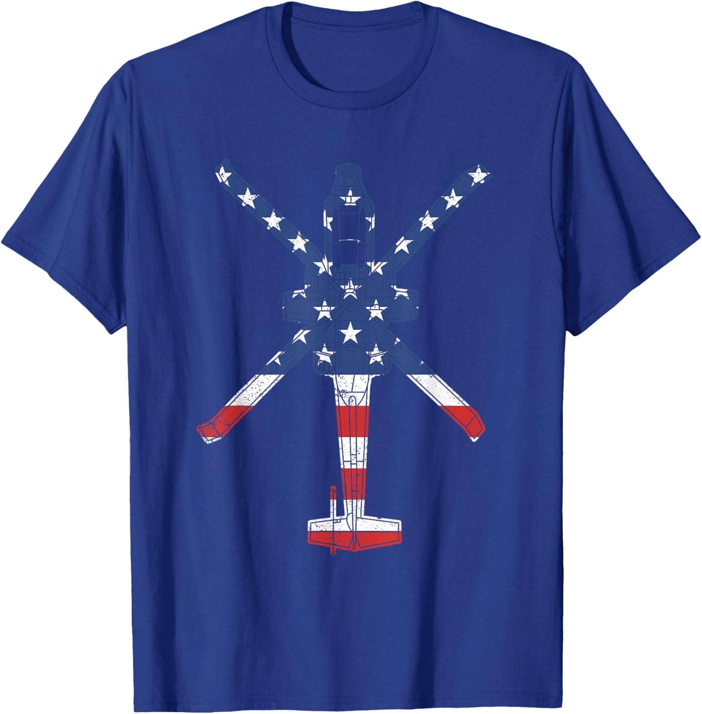 AH64 Apache Military Attack Helicopter American Flag Apache T-Shirt - T-Shirt | Royal