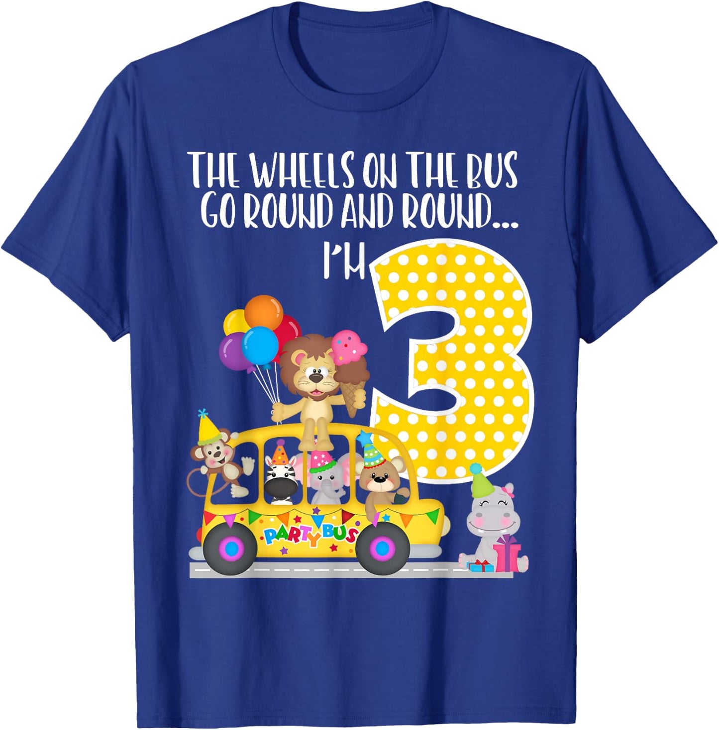 The Wheels On The Bus 3rd Birthday 3 Yrs Old Family Matching T-Shirt - T-Shirt | Royal