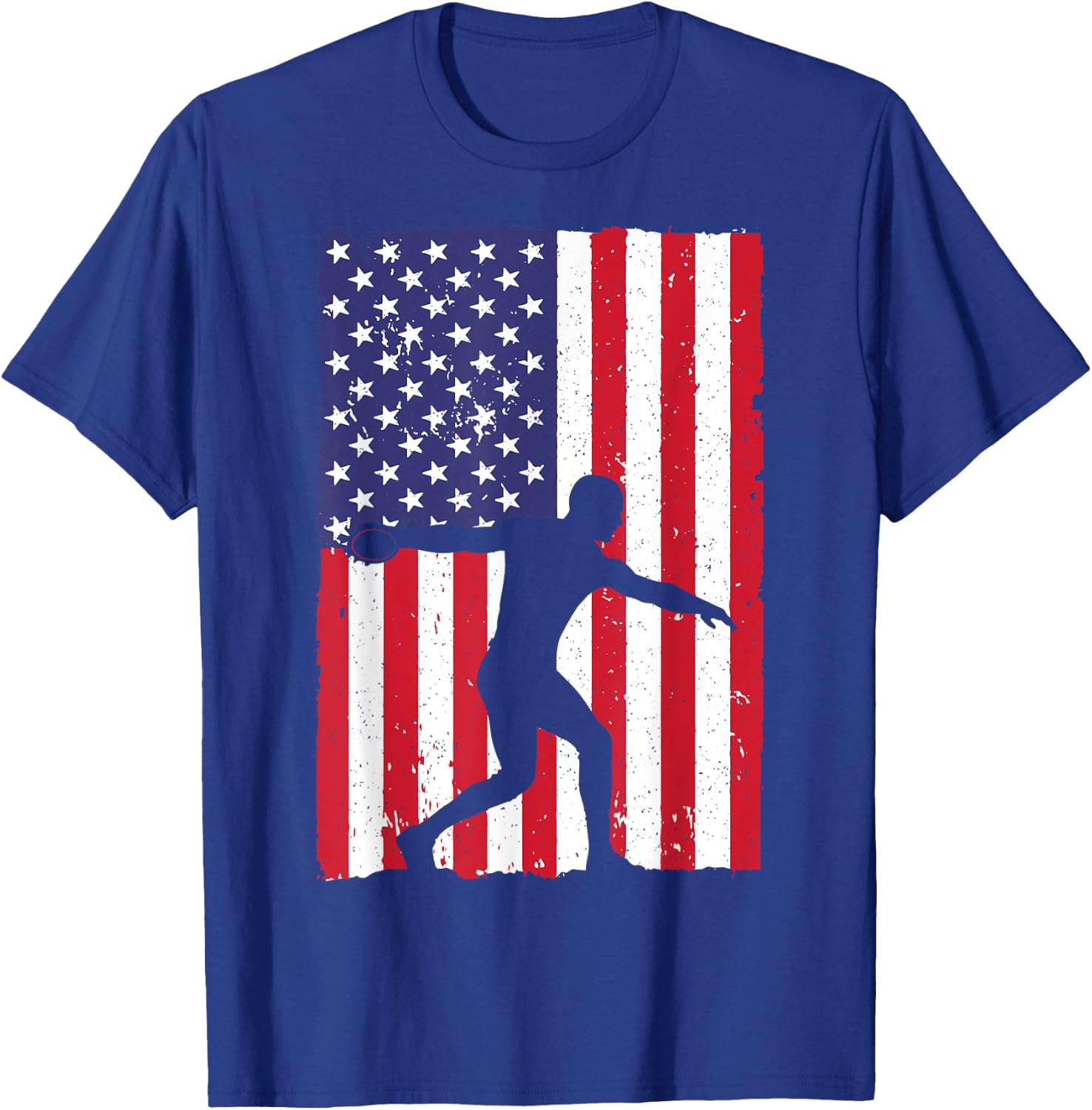 Funny Discus Throwing Art Women US Flag Discus Lover T-Shirt - T-Shirt | Royal