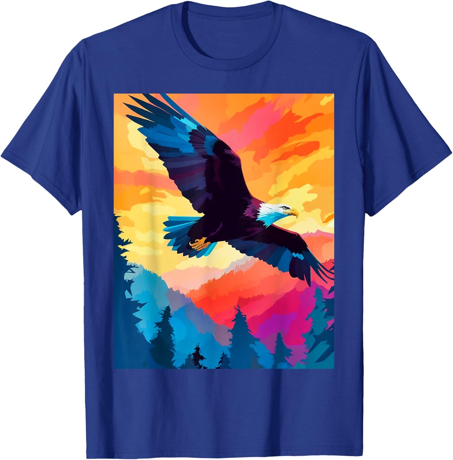 Majestic Eagle Silhouette: Freedom's Colors T-Shirt - T-Shirt | Royal