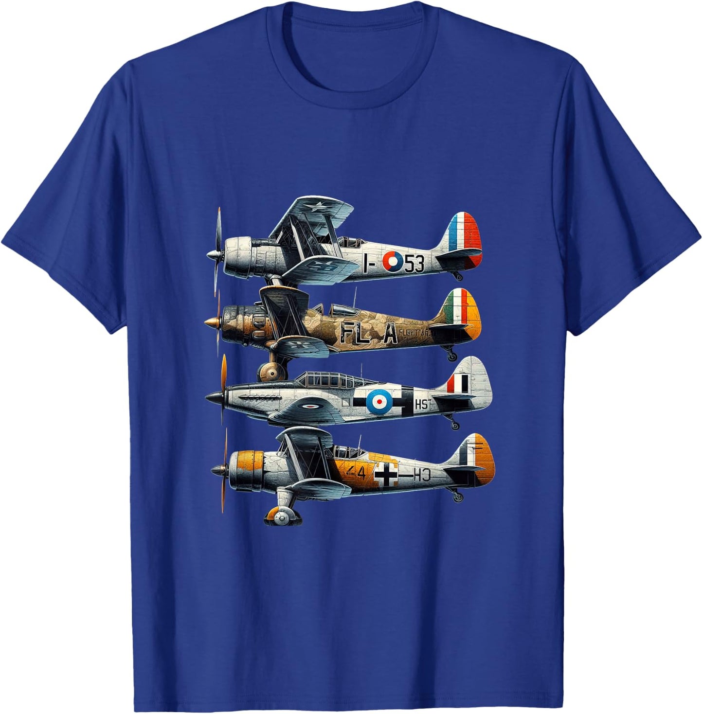 Polikarpov I-153 CR.42 Falco Gloster Gladiator Heinkel He-51 T-Shirt - T-Shirt | Royal