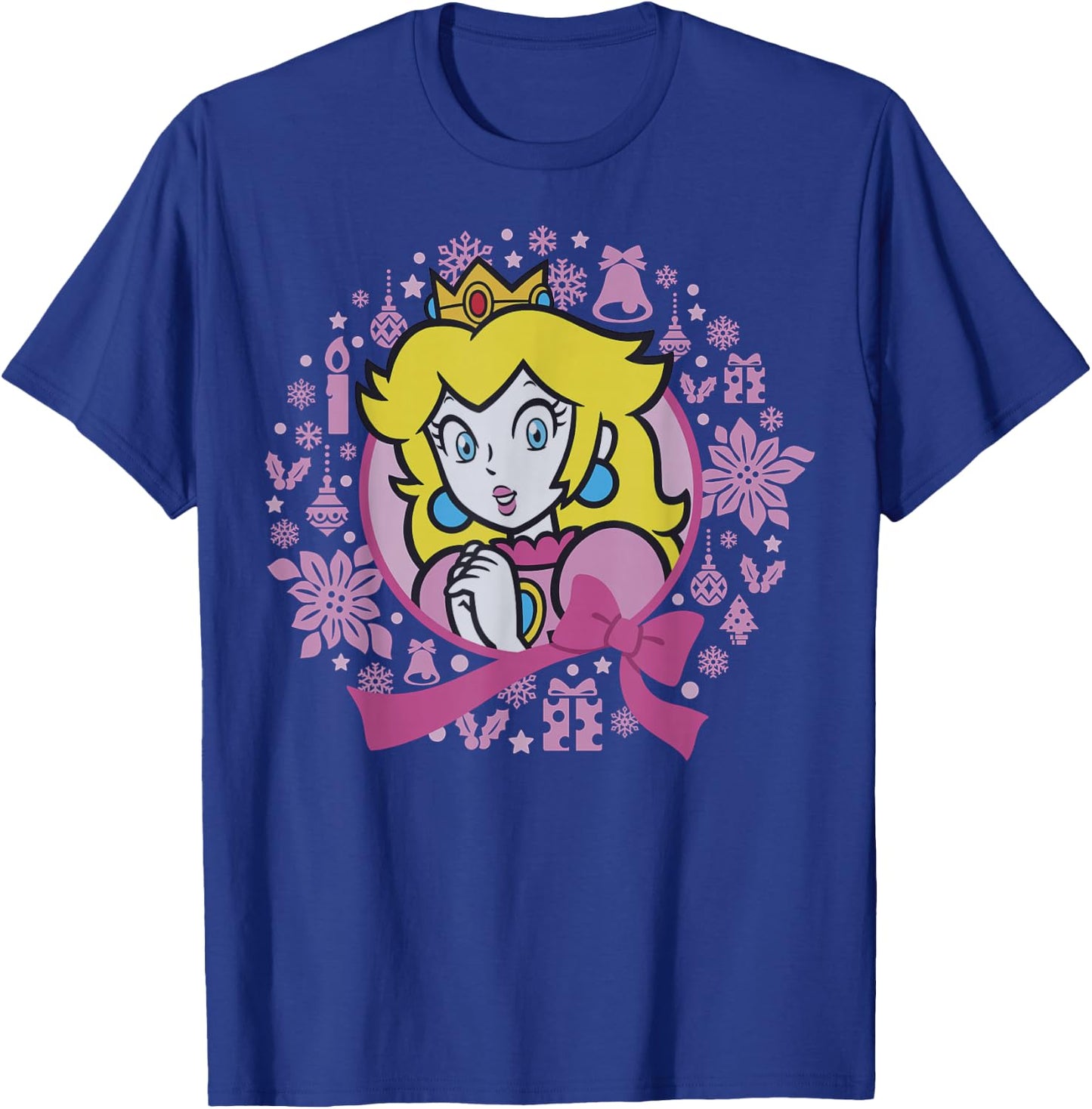 Super Mario Bros Princess Peach Pink Bow Circle Portrait T-Shirt - T-Shirt | Royal
