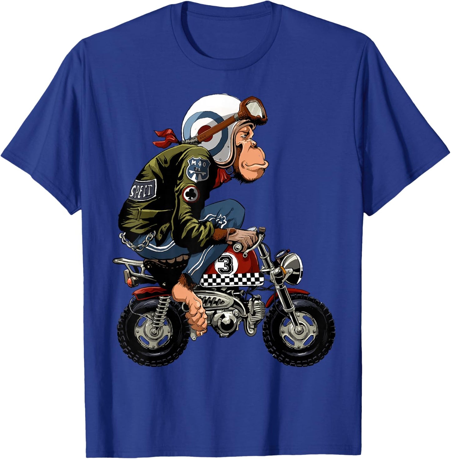 Monkey Bike Cartoon T-Shirt - T-Shirt | Royal