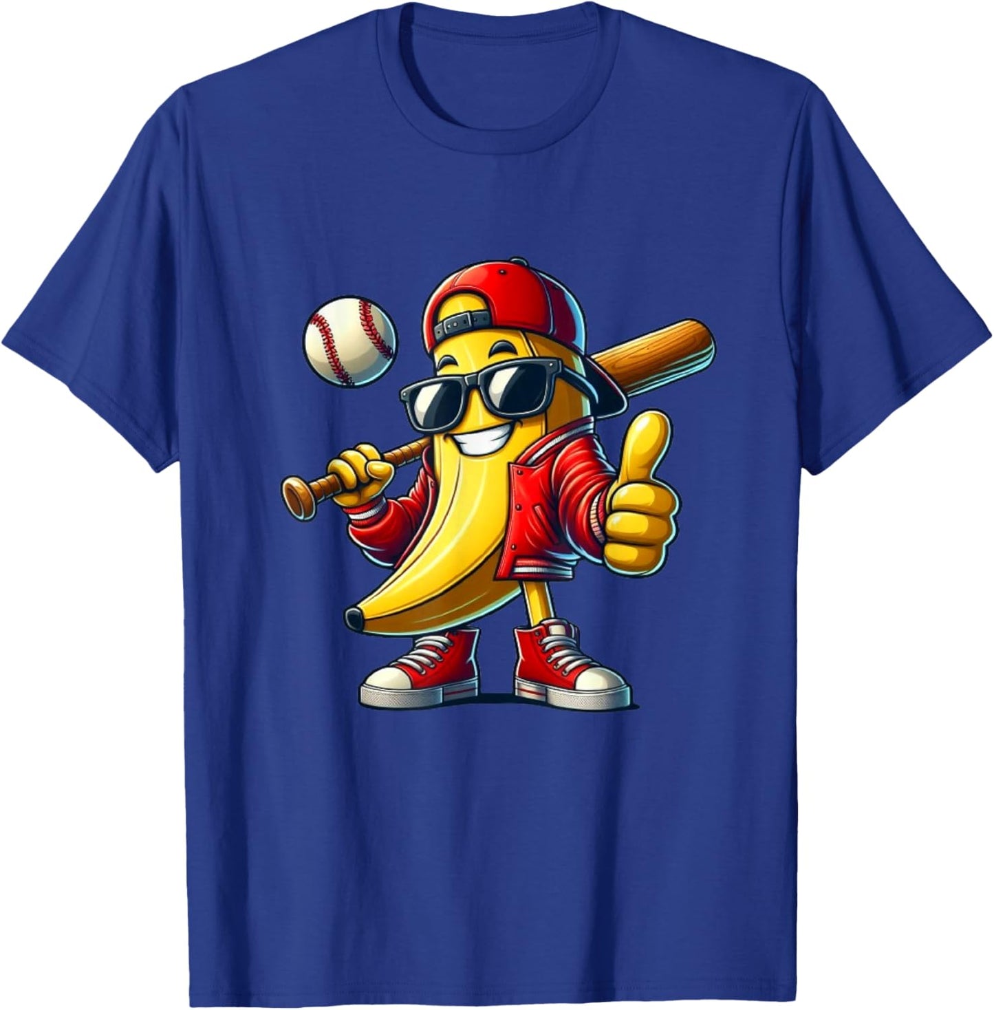 Banana Playing Baseball Fruit Lover Baseball Player T-Shirt - T-Shirt | Royal