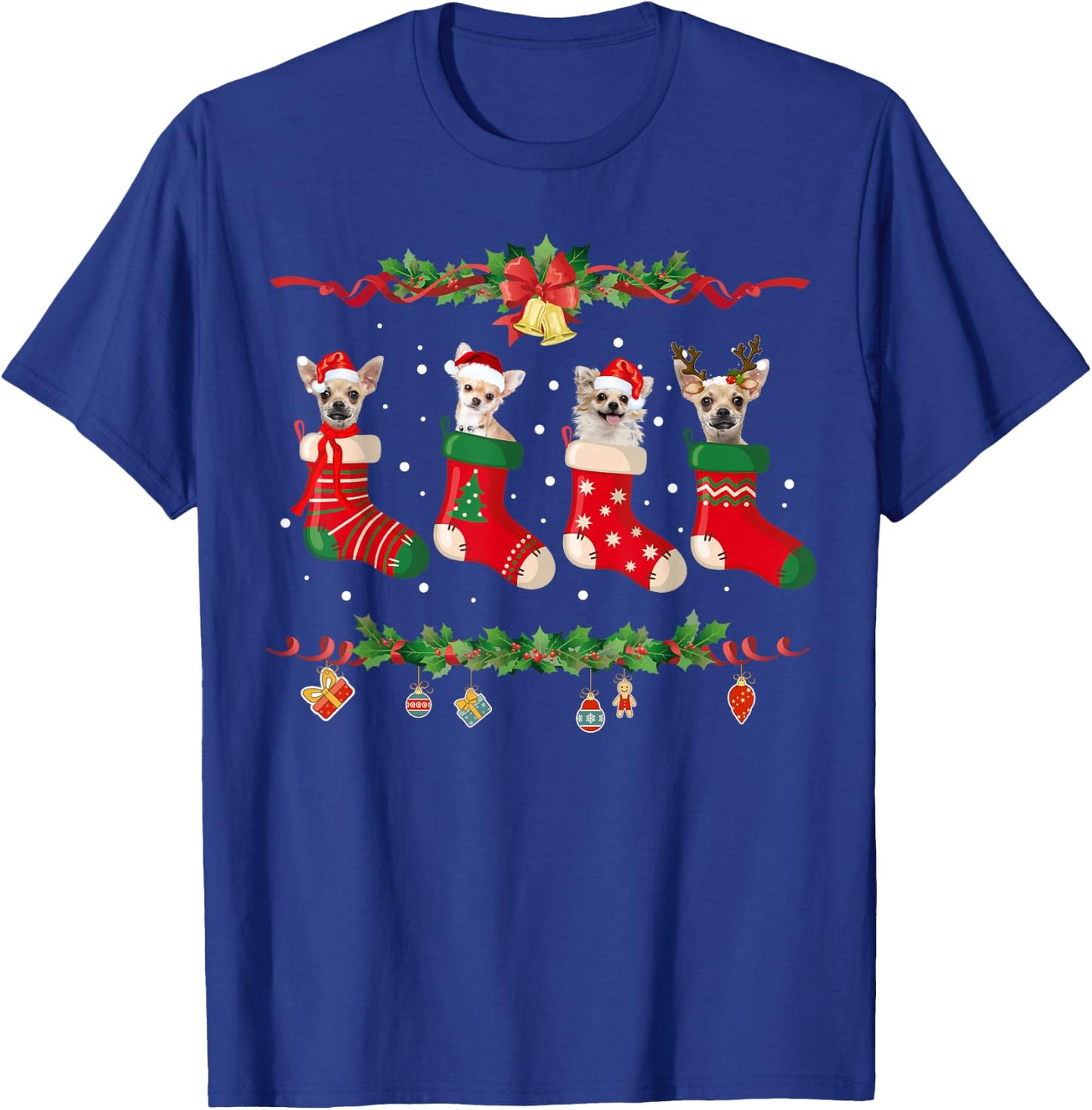 Chihuahua Christmas Stocking Dog Xmas T-Shirt - T-Shirt | Royal