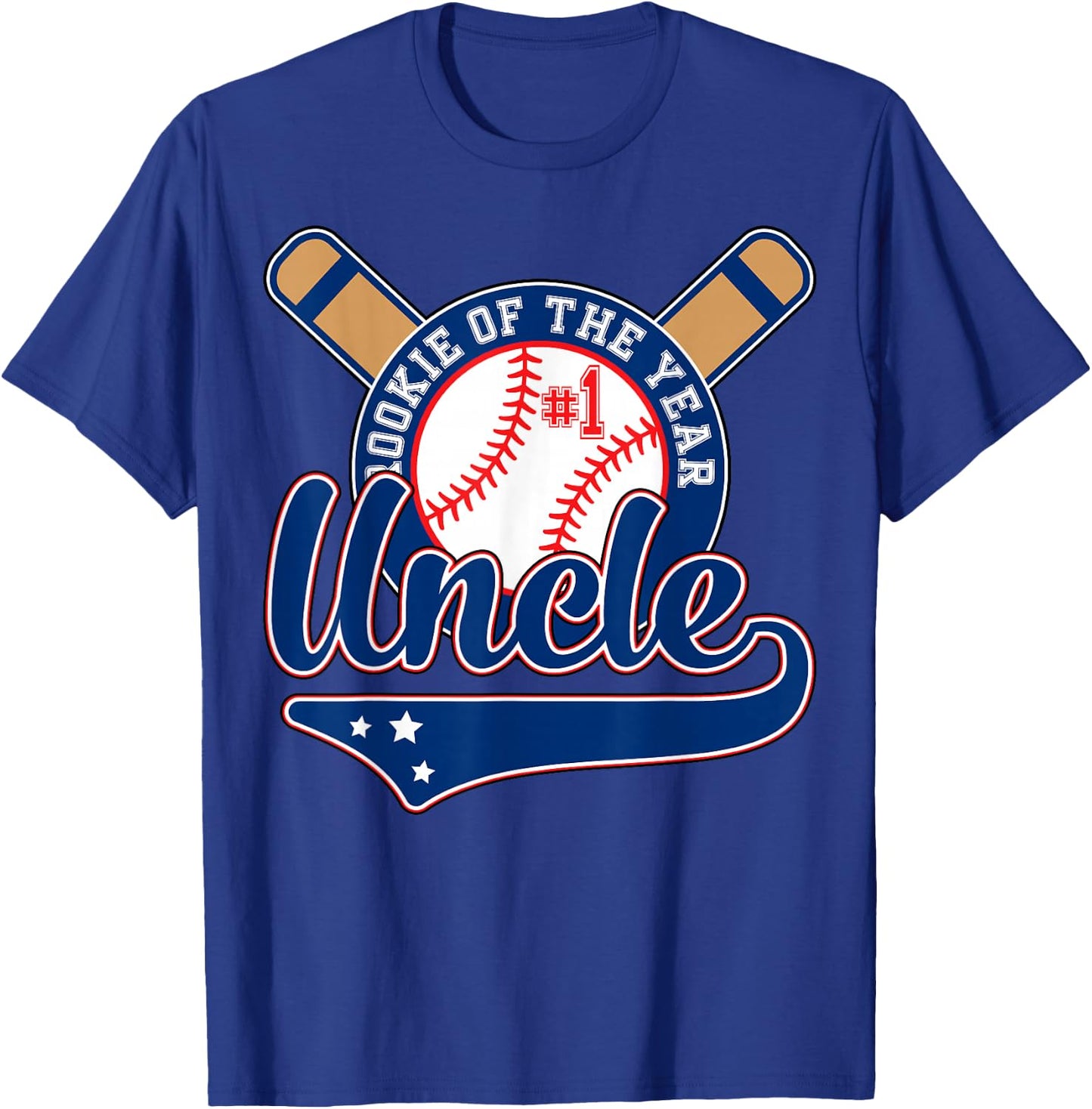 Uncle Rookie of Year 1st Birthday Baseball Theme Matching T-Shirt - T-Shirt | Royal