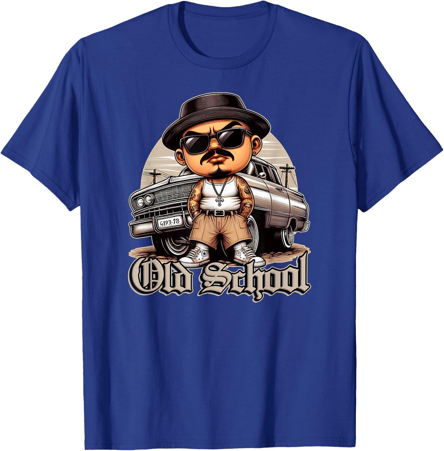 Old School Hip Hop Lowrider Shirt Chicano Cholo Low Rider T-Shirt - T-Shirt | Royal