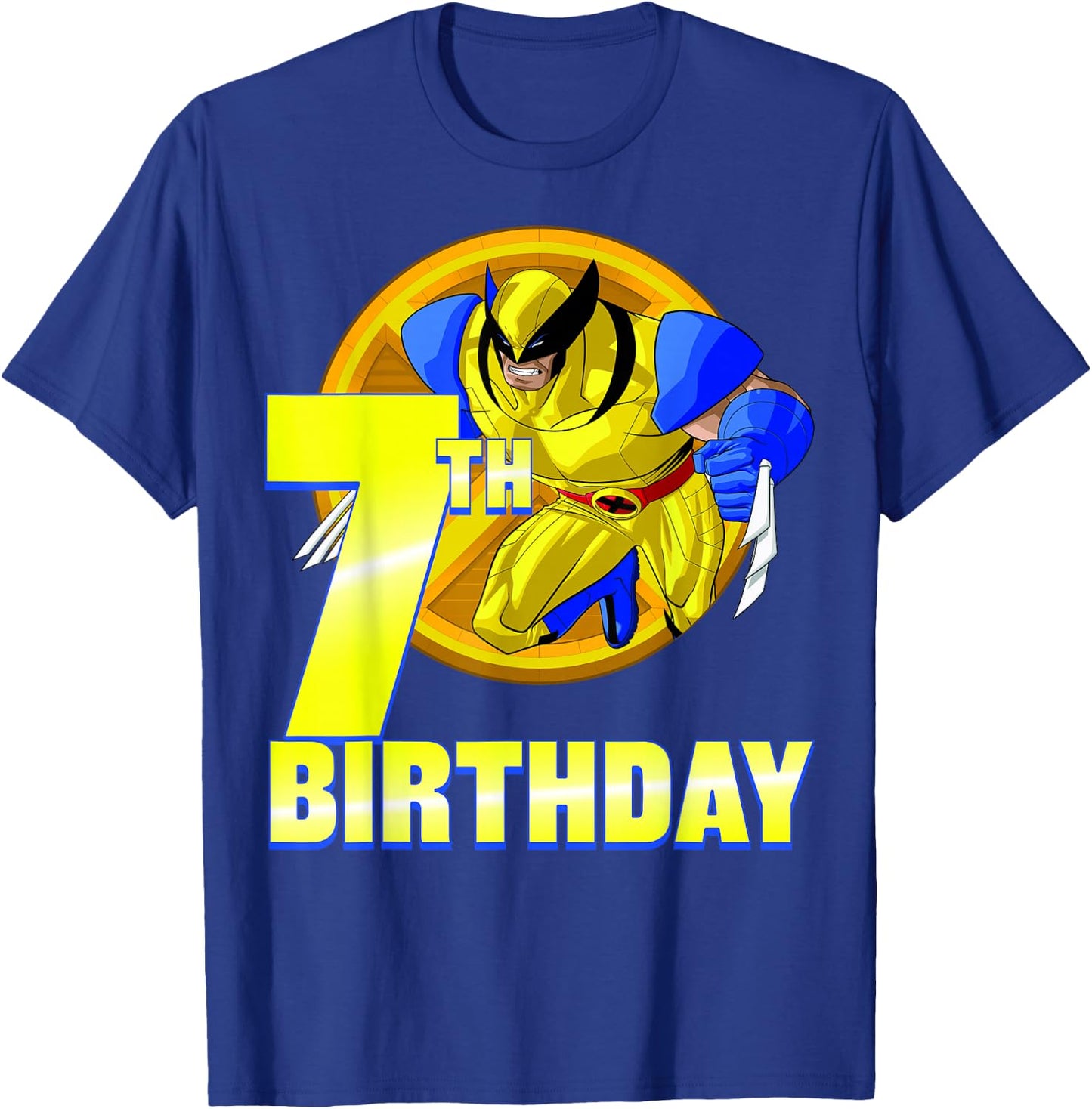Marvel X-Men Wolverine 7th Birthday Badge T-Shirt - T-Shirt | Royal