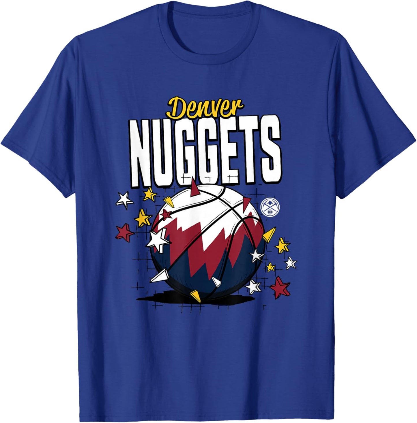 NBA Denver Nuggets Basketball Doodle Stars T-Shirt - T-Shirt | Royal
