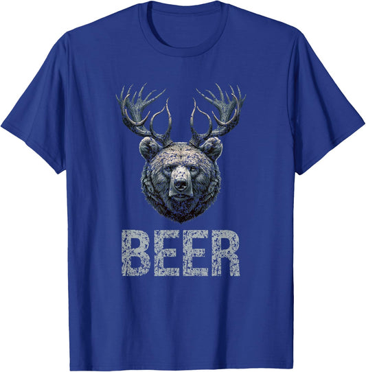 Beer Grizzly Deer Bear Bear With Antlers Beer T-Shirt - T-Shirt | Royal