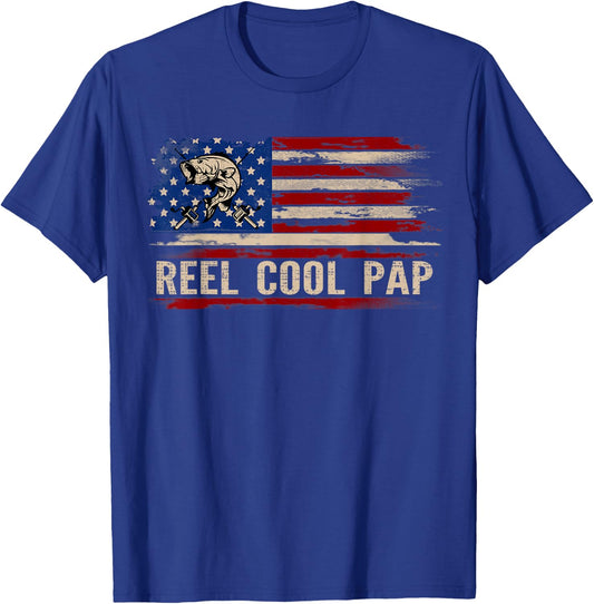 Reel Cool Pap American USA Flag Funny Fishing/Fish Gift T-Shirt - T-Shirt | Royal
