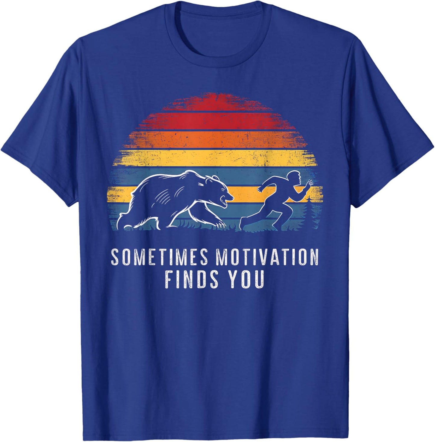 Running Motivation Bear Chasing Runner Funny Runner Design T-Shirt - T-Shirt | Royal
