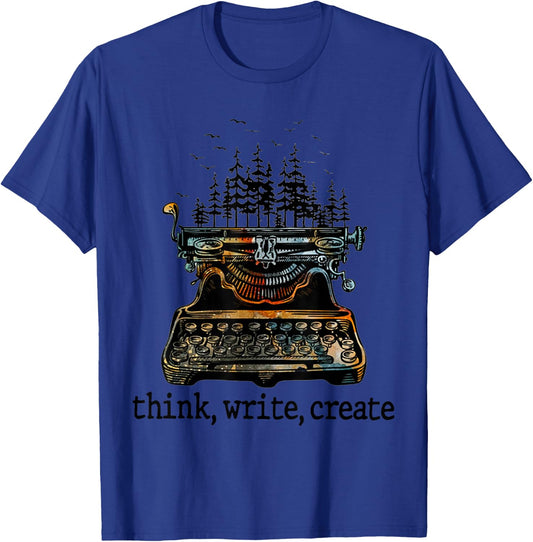 Think Write Create Writer Forest T-Shirt - T-Shirt | Royal