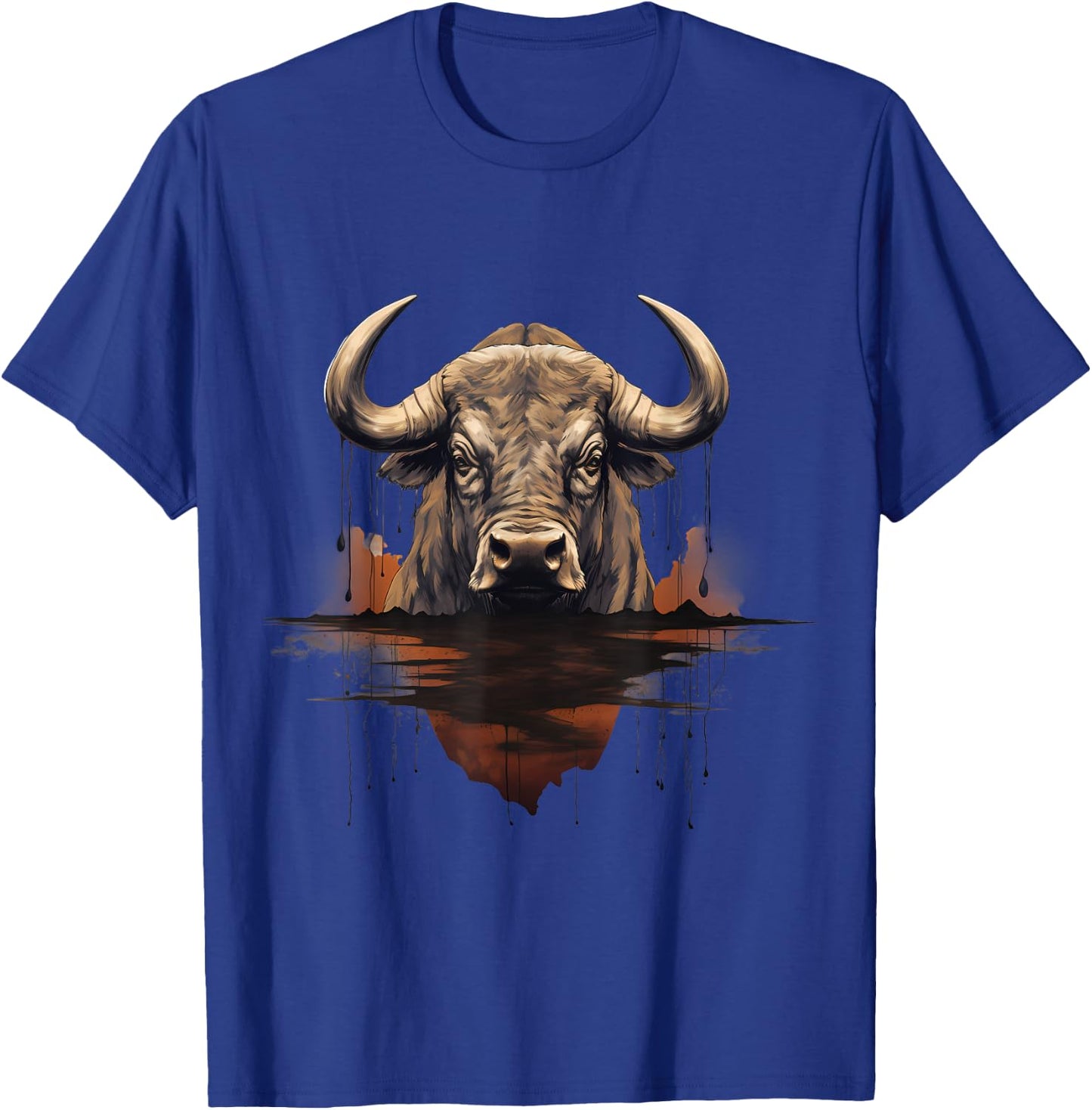 Buffalo Portrait Artwork Animal Art Wildlife Safari Bison T-Shirt - T-Shirt | Royal