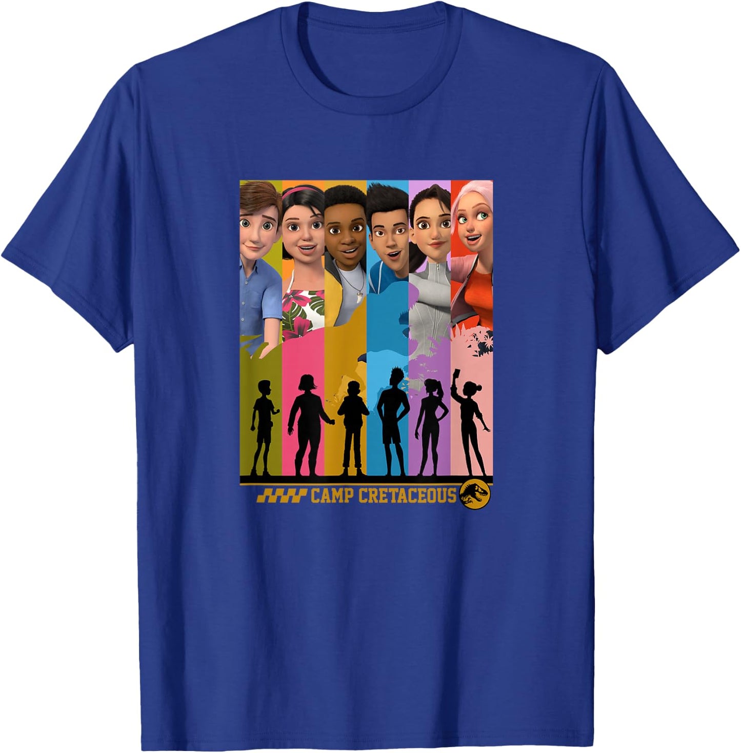 Jurassic World: Camp Cretaceous Group Shot Panels Small T-Shirt - T-Shirt | Royal