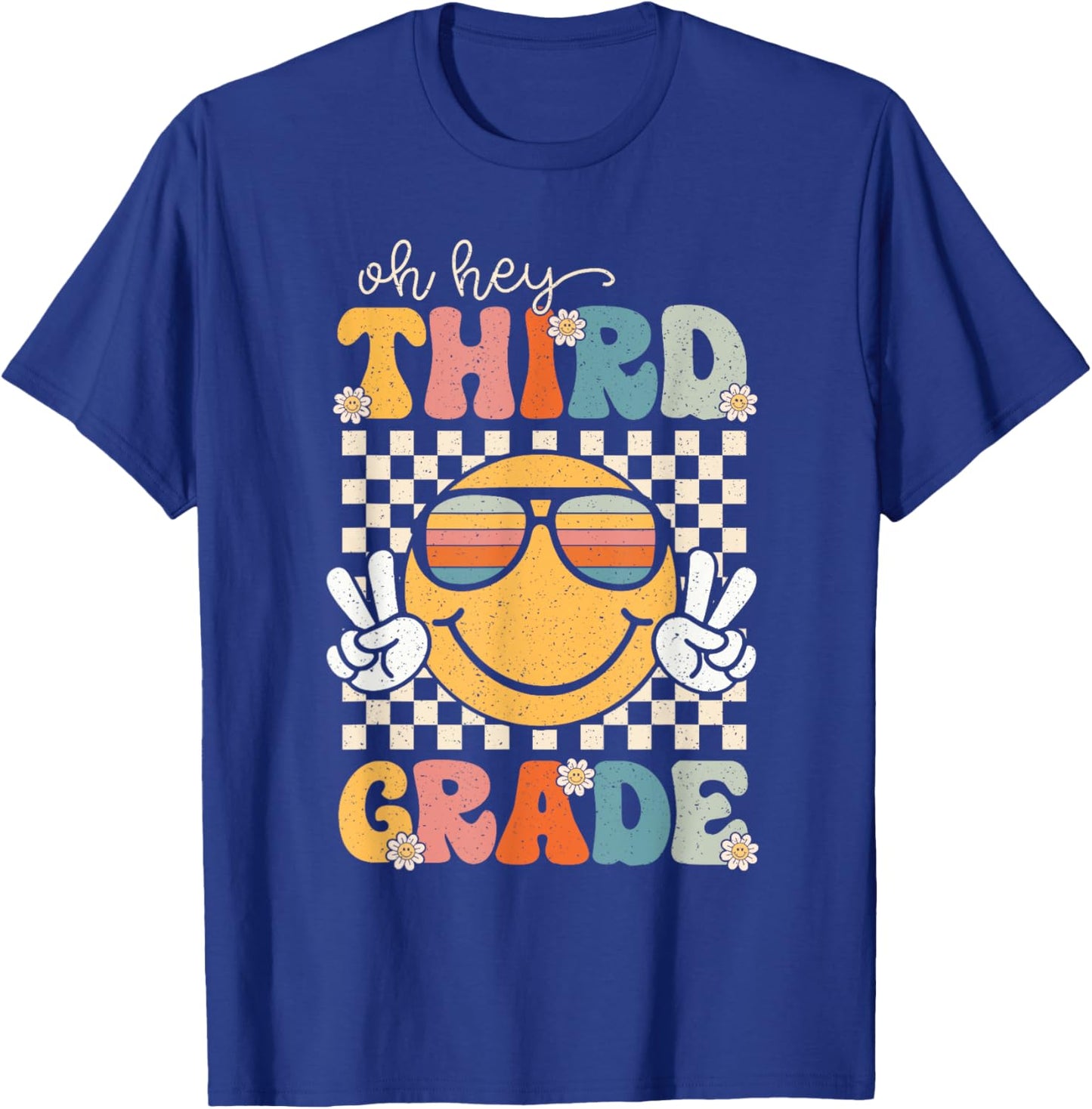 Third Grade Oh Hey Smile Retro Back To School 3rd Grade T-Shirt - T-Shirt | Royal