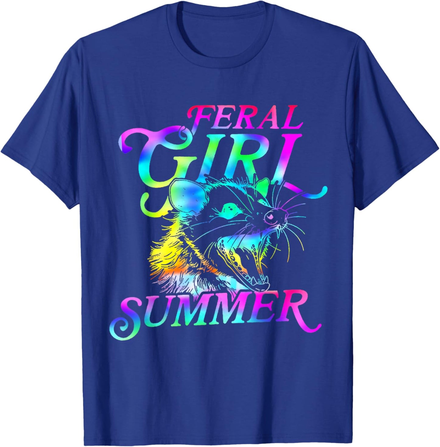 Feral Girl Summer Opossum Tie Dye Raccoon Vintage T-Shirt - T-Shirt | Royal