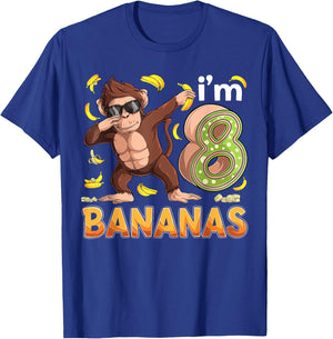 8 Year Old Monkey Birthday Safari Jungle Animal 8th B-day T-Shirt - T-Shirt | Royal