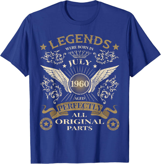 60th Birthday Legends were born in July 1960 Vintage T-Shirt - T-Shirt | Royal