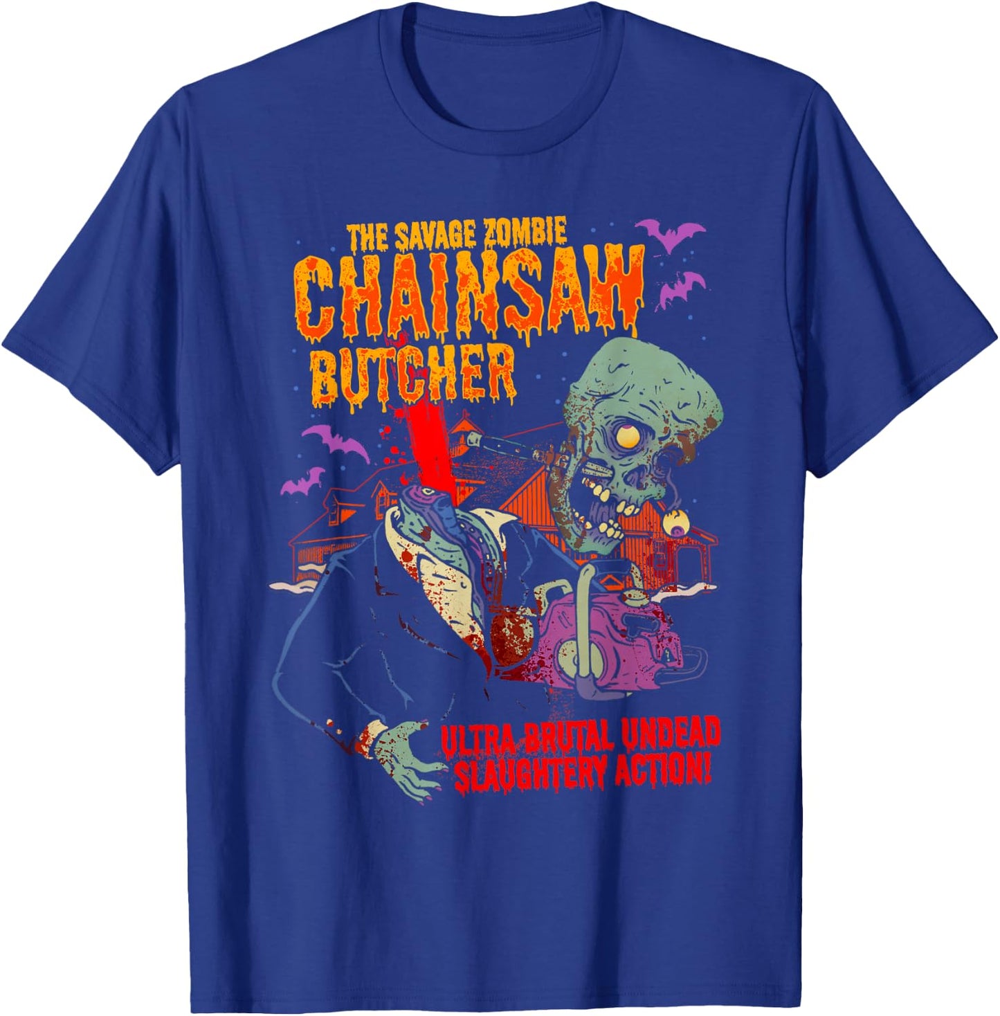 The Savage Zombie Chainsaw Butcher Horror Movie T-Shirt - T-Shirt | Royal