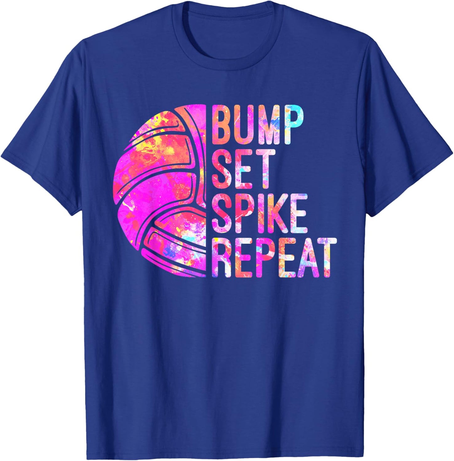 Bump Set Spike Repeat Volleyball Lover girls Athlete USA T-Shirt - T-Shirt | Royal