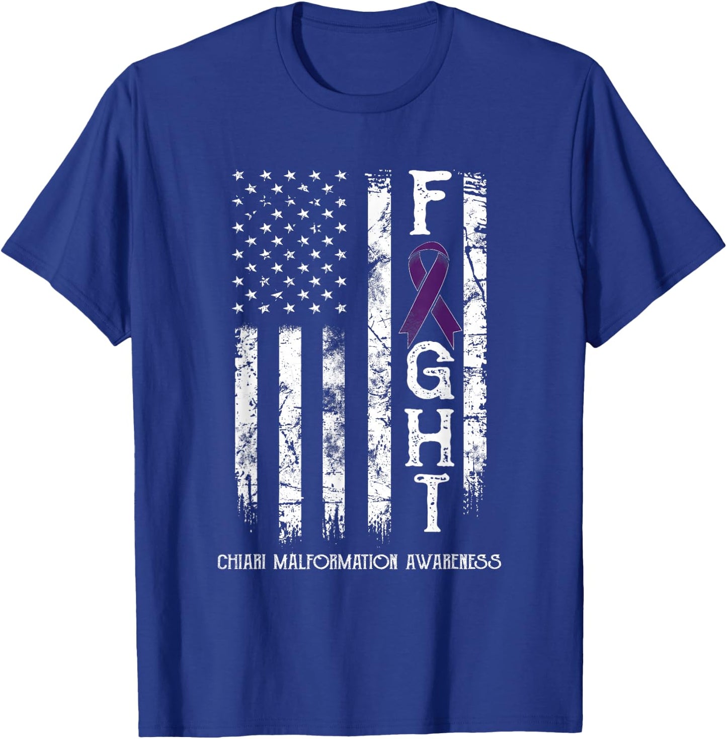 Chiari Malformation Warrior US Flag T-Shirt - T-Shirt | Royal