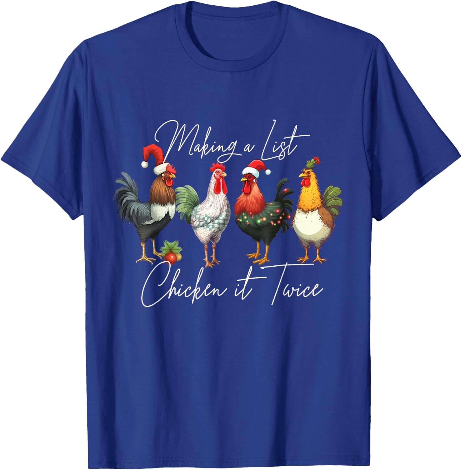 Christmas Chicken Lover Xmas Santa Hat Funny Farm Gift T-Shirt - T-Shirt | Royal