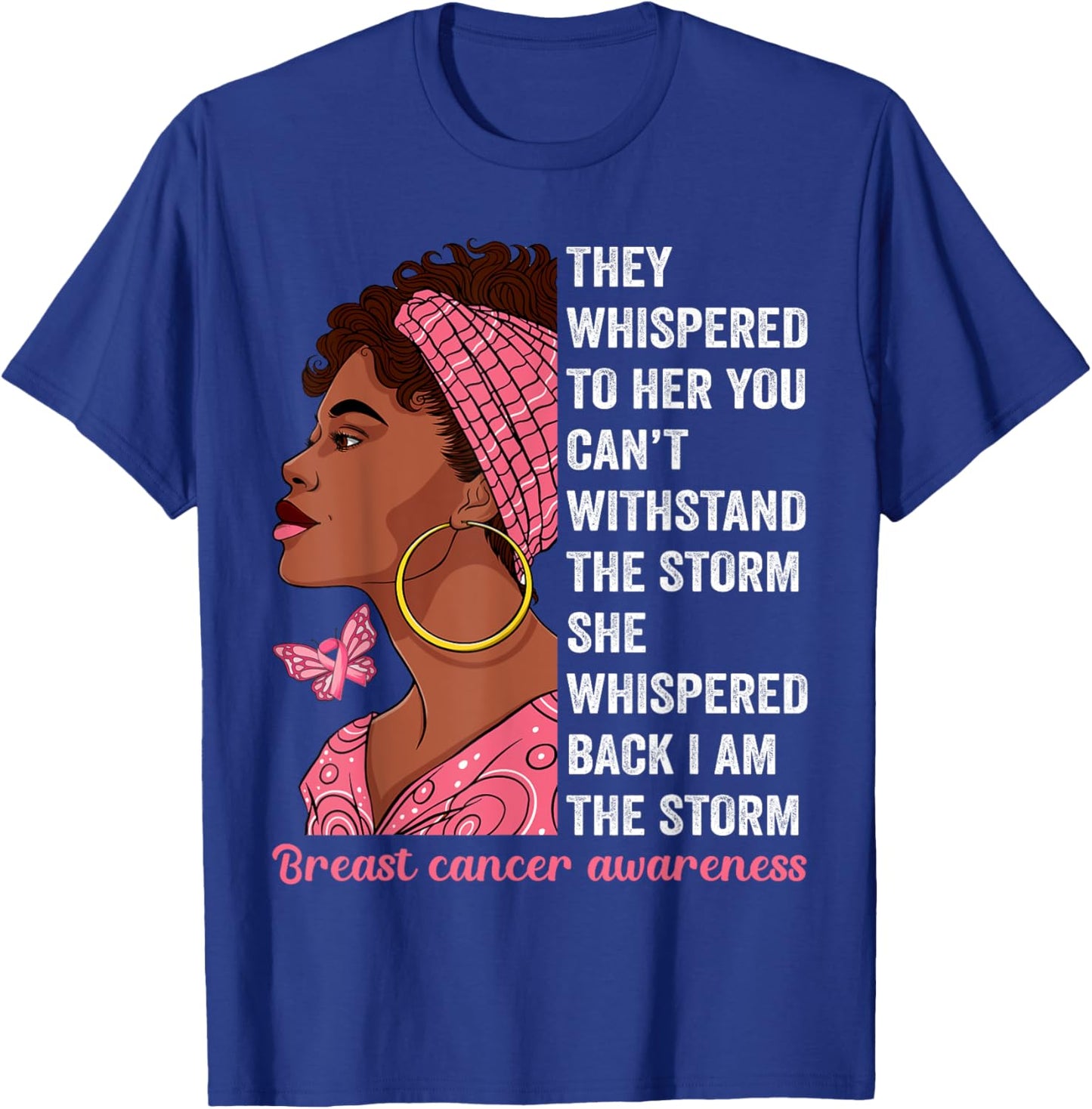 African American Breast Cancer Awareness Afro Black Women T-Shirt - T-Shirt | Royal