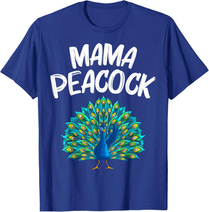 Funny Peacock Gift Mom Women Peafowl Lover Bird Feather T-Shirt - T-Shirt | Royal