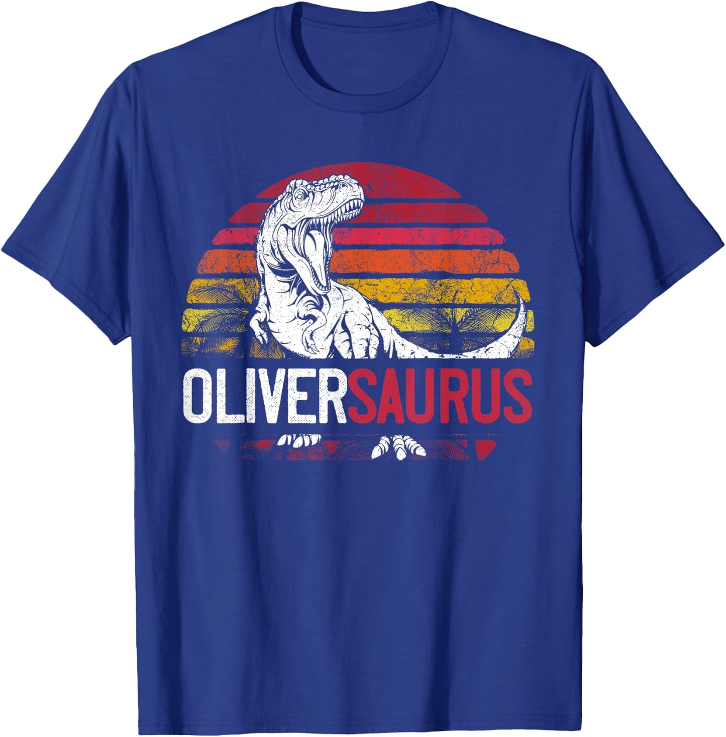 Oliver Saurus Funny Personalized Dinosaur T Rex Name T-Shirt - T-Shirt | Royal