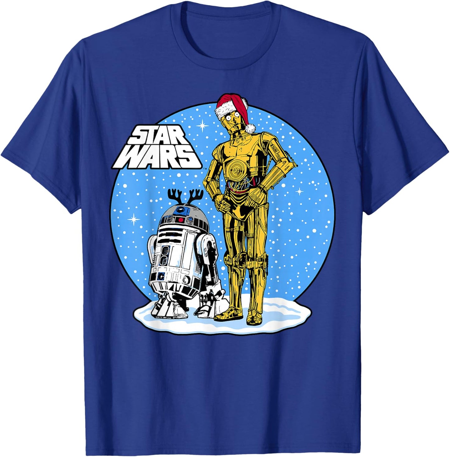 Star Wars Christmas C-3PO & R2-D2 Snow Globe T-Shirt - T-Shirt | Royal