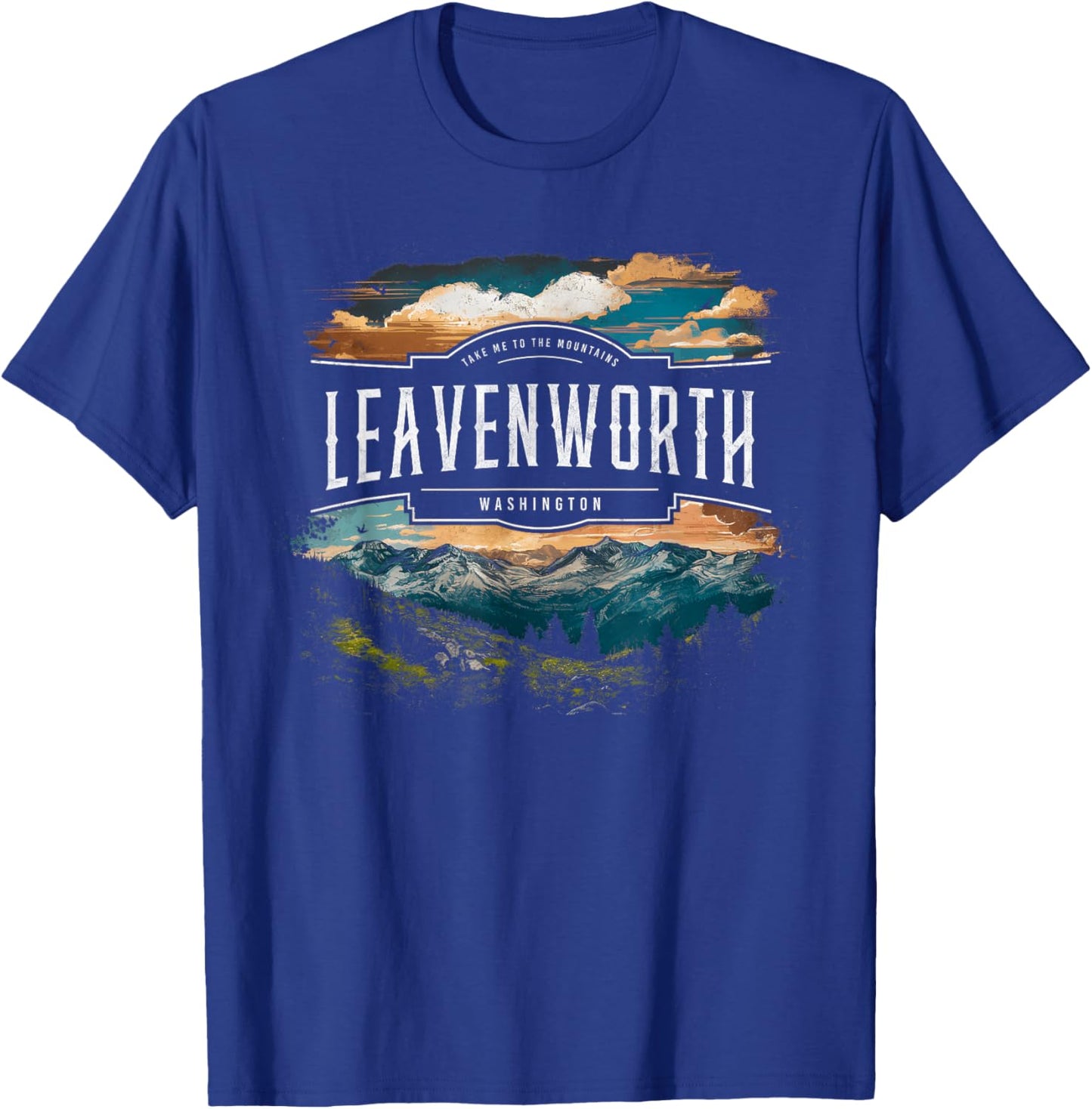 Leavenworth Mountains Washington Hiking Outdoors Vintage T-Shirt - T-Shirt | Royal