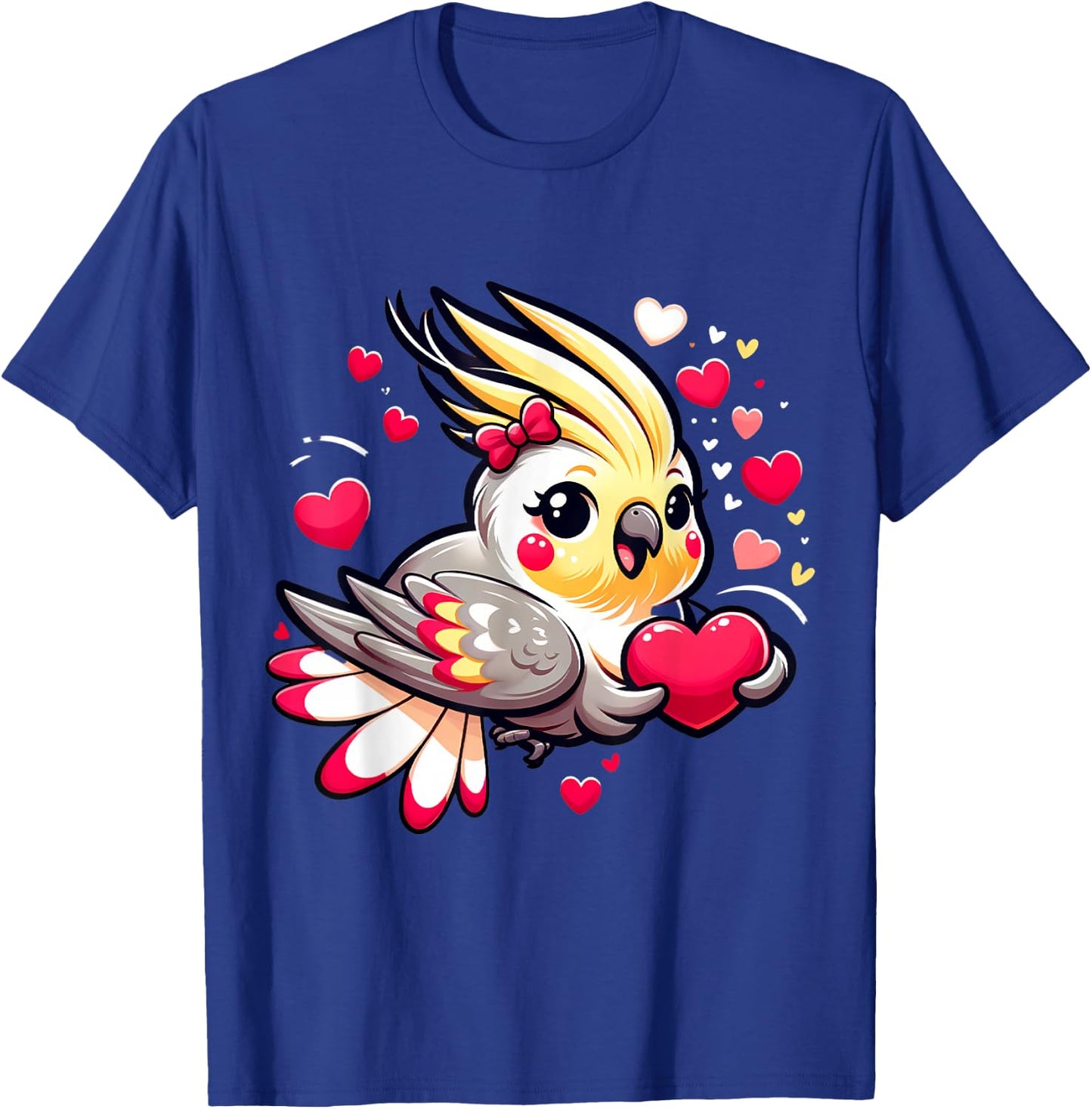 Cockatiel Valentine Hearts Parrot Bird T-Shirt - T-Shirt | Royal