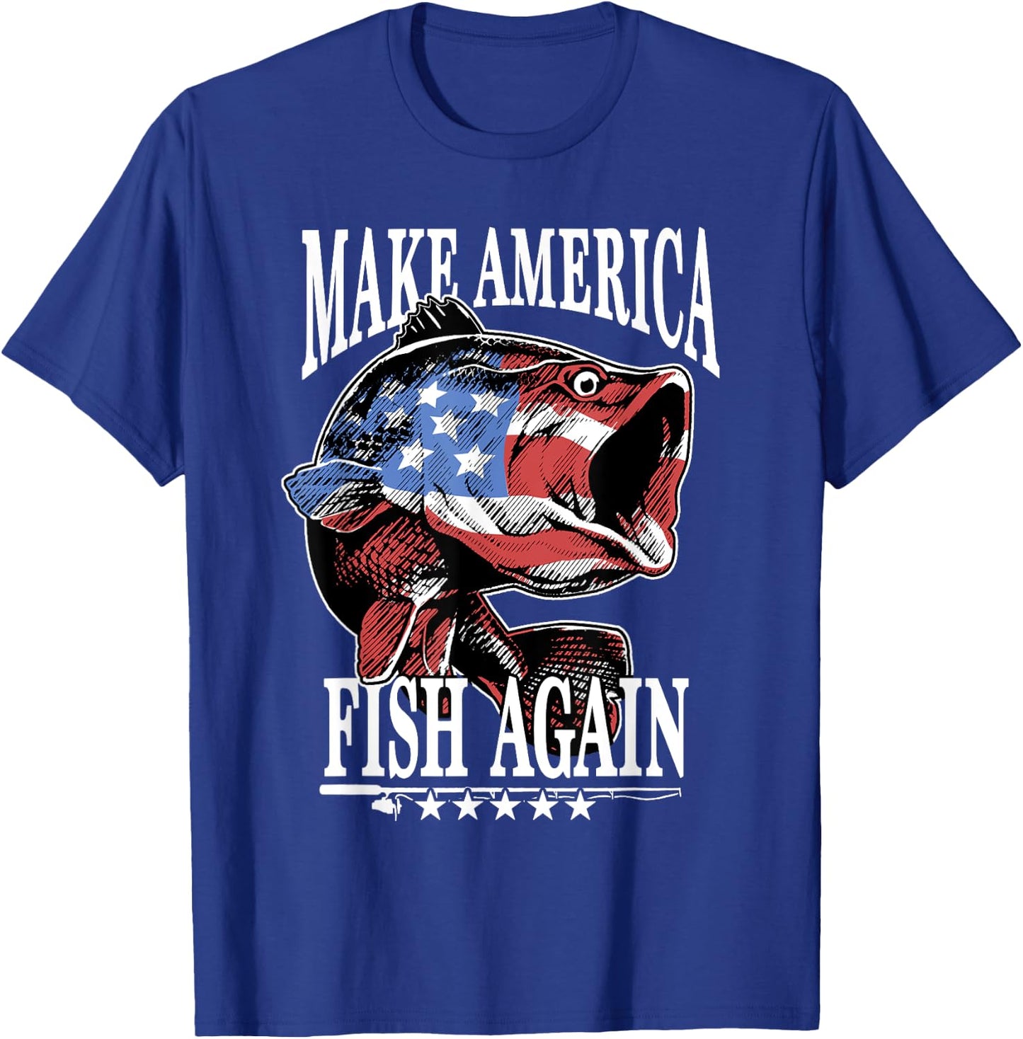 Make America Great Fishing American Flag USA Fisherman Red T-Shirt - T-Shirt | Royal