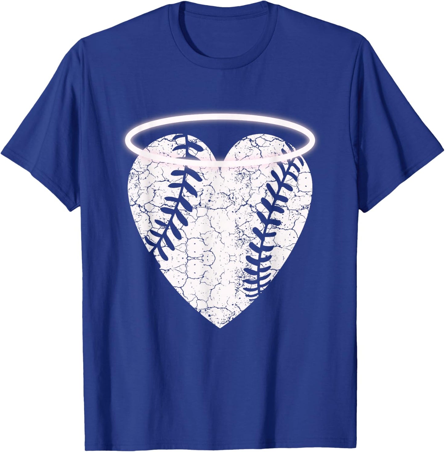 Vintage Angel Baseball Heart with Halo T-Shirt - T-Shirt | Royal