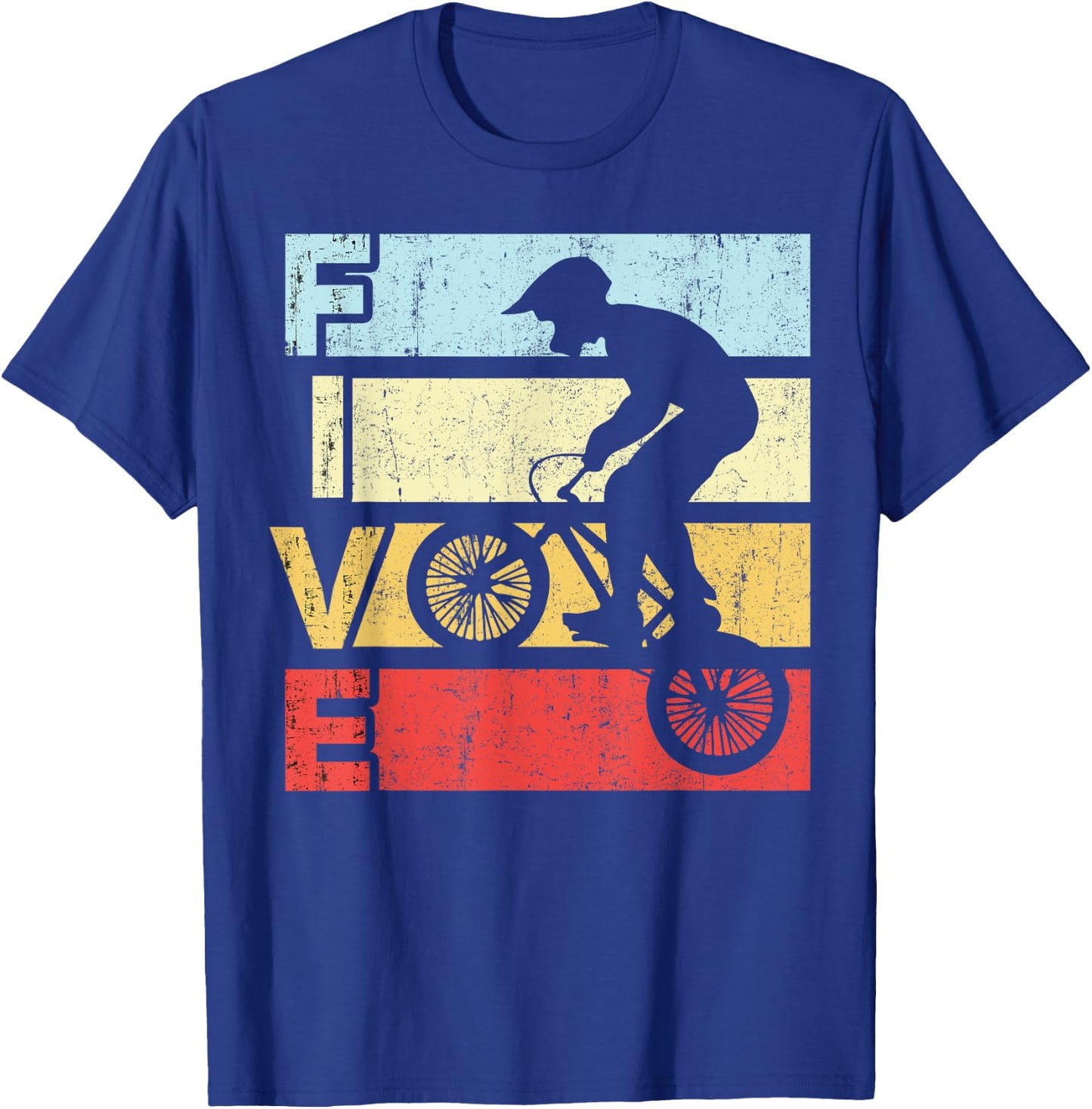 5 Year Old BMX Birthday Party Vintage Dirt Biking 5th Bike T-Shirt - T-Shirt | Royal