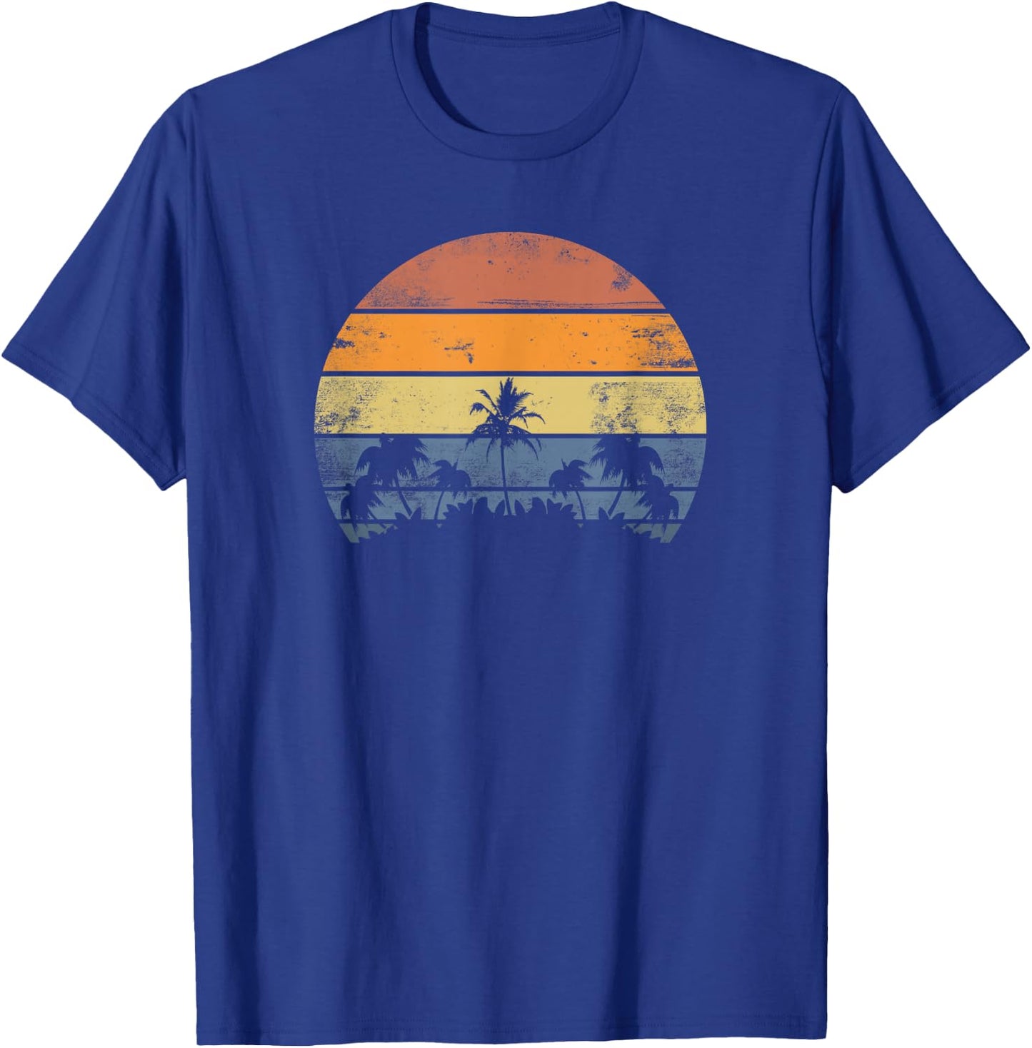 Pacific Ocean Beach Sun Palm Trees Retro Vintage K T-Shirt - T-Shirt | Royal