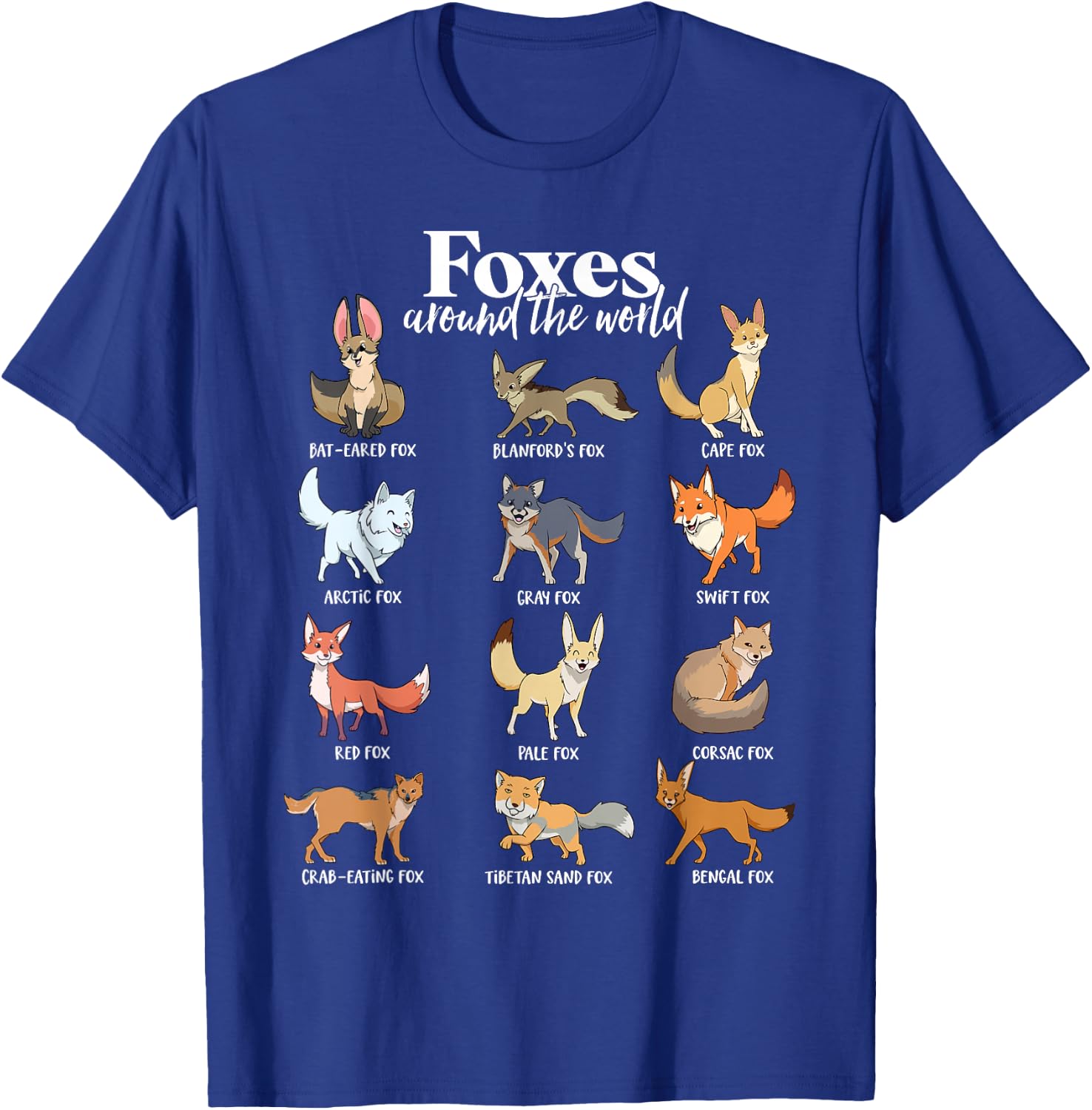 Many types of foxes - foxes of the world T-Shirt - T-Shirt | Royal