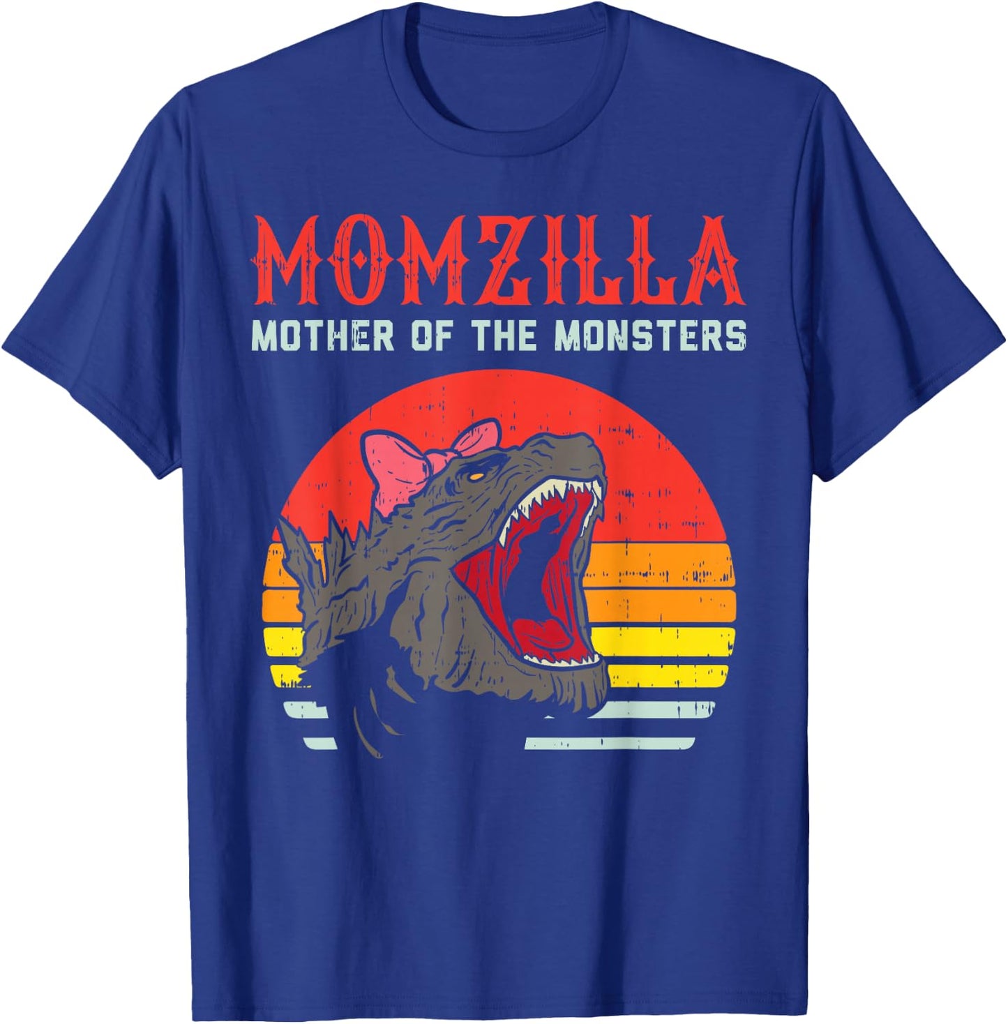 Momzilla Mother Of Monsters Ribbon Retro Mama Step Mom Gift T-Shirt - T-Shirt | Royal