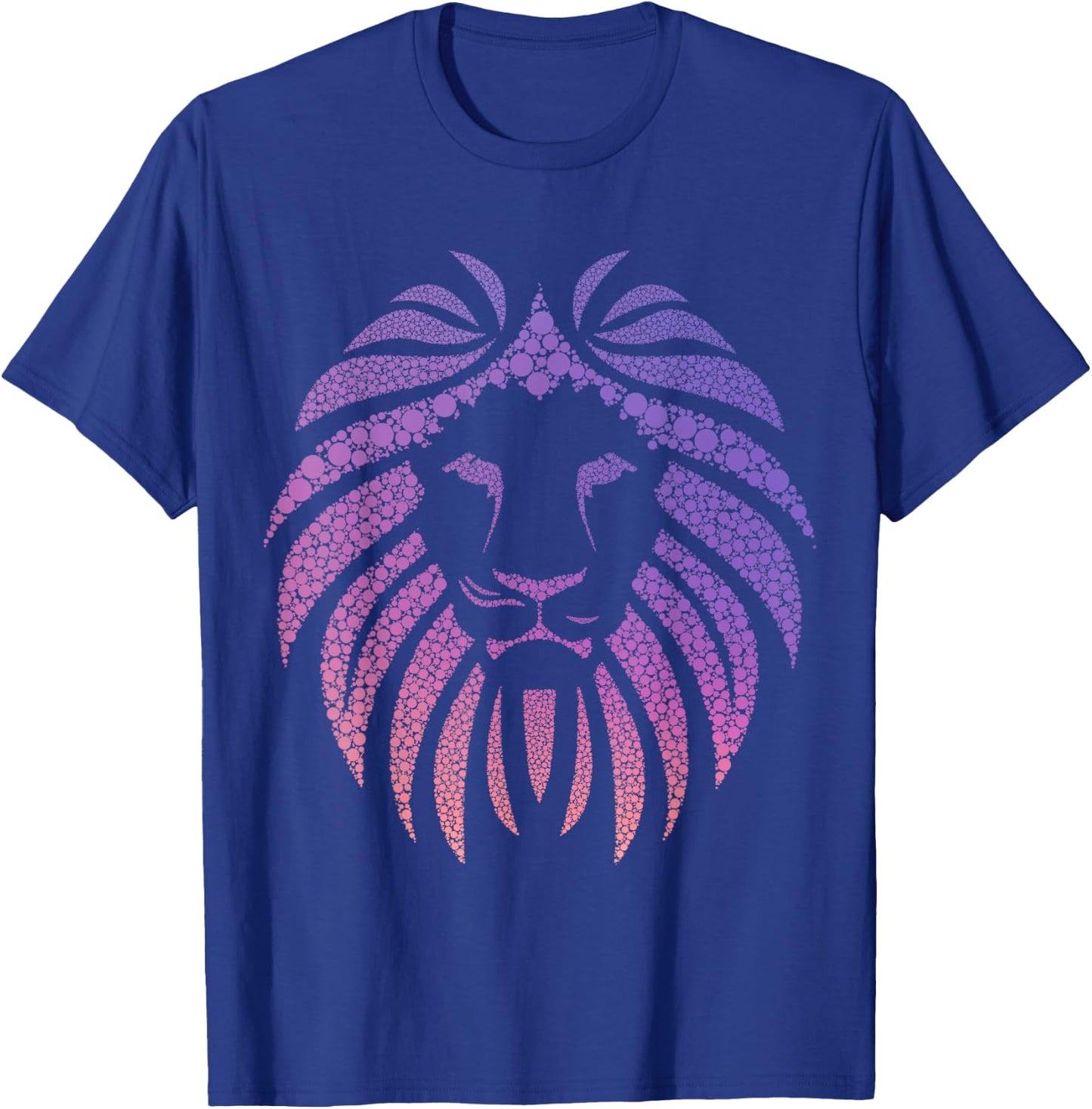 Lion Face Head Mane Gradient Pink and Purple Cat T-Shirt - T-Shirt | Royal