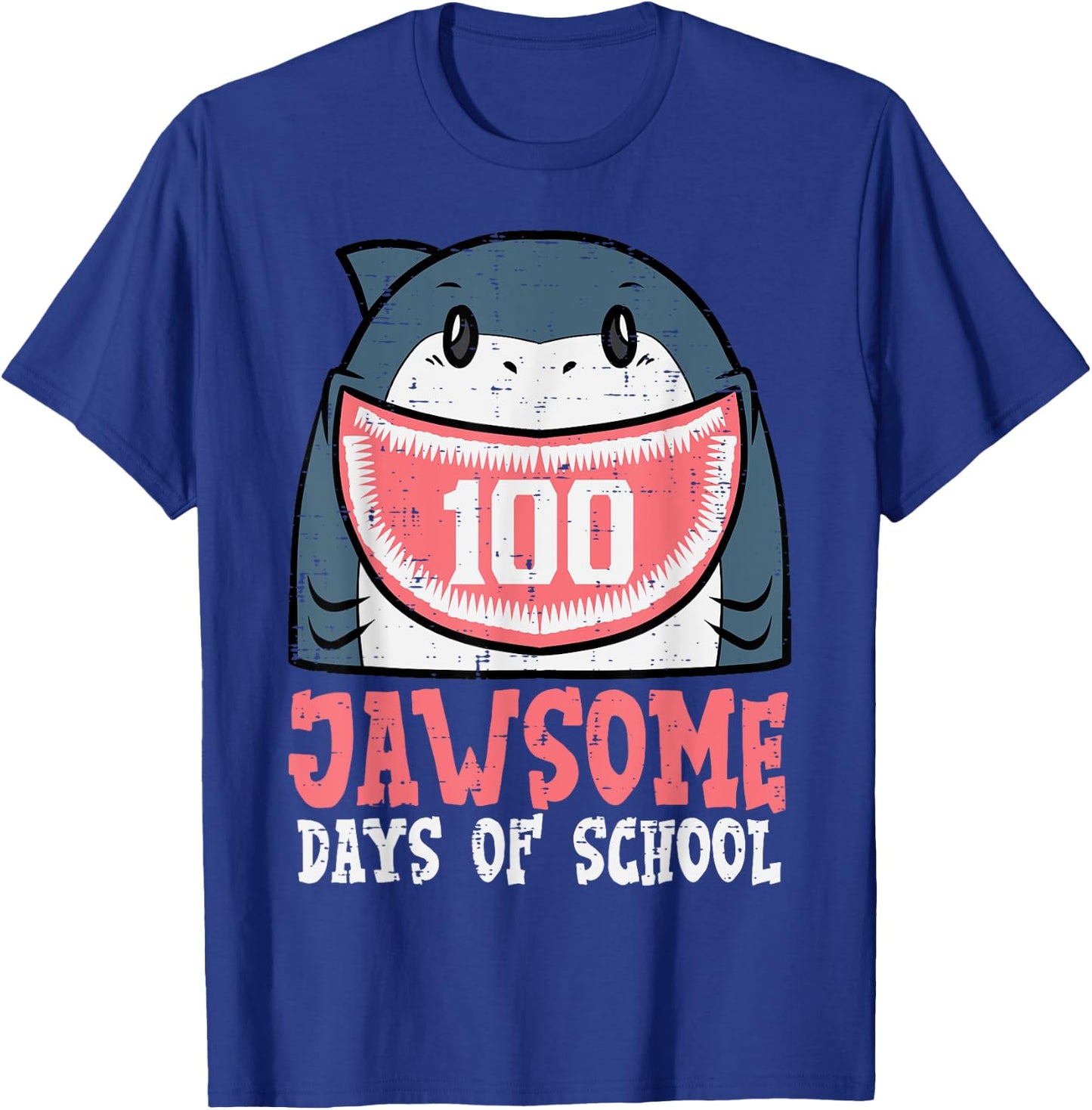 100 Jawsome Days Of School Shark 100th Day Boys Girls Kids T-Shirt - T-Shirt | Royal