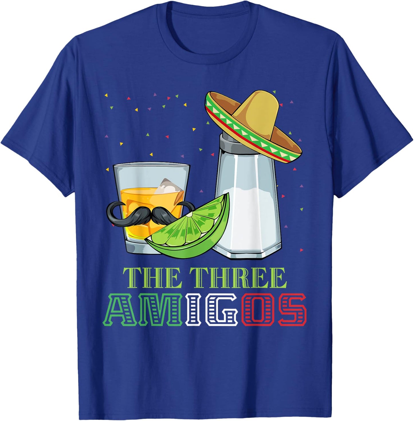 Three Amigos Cinco De Mayo Mexican Mexico Tequila Lime Salt T-Shirt - T-Shirt | Royal