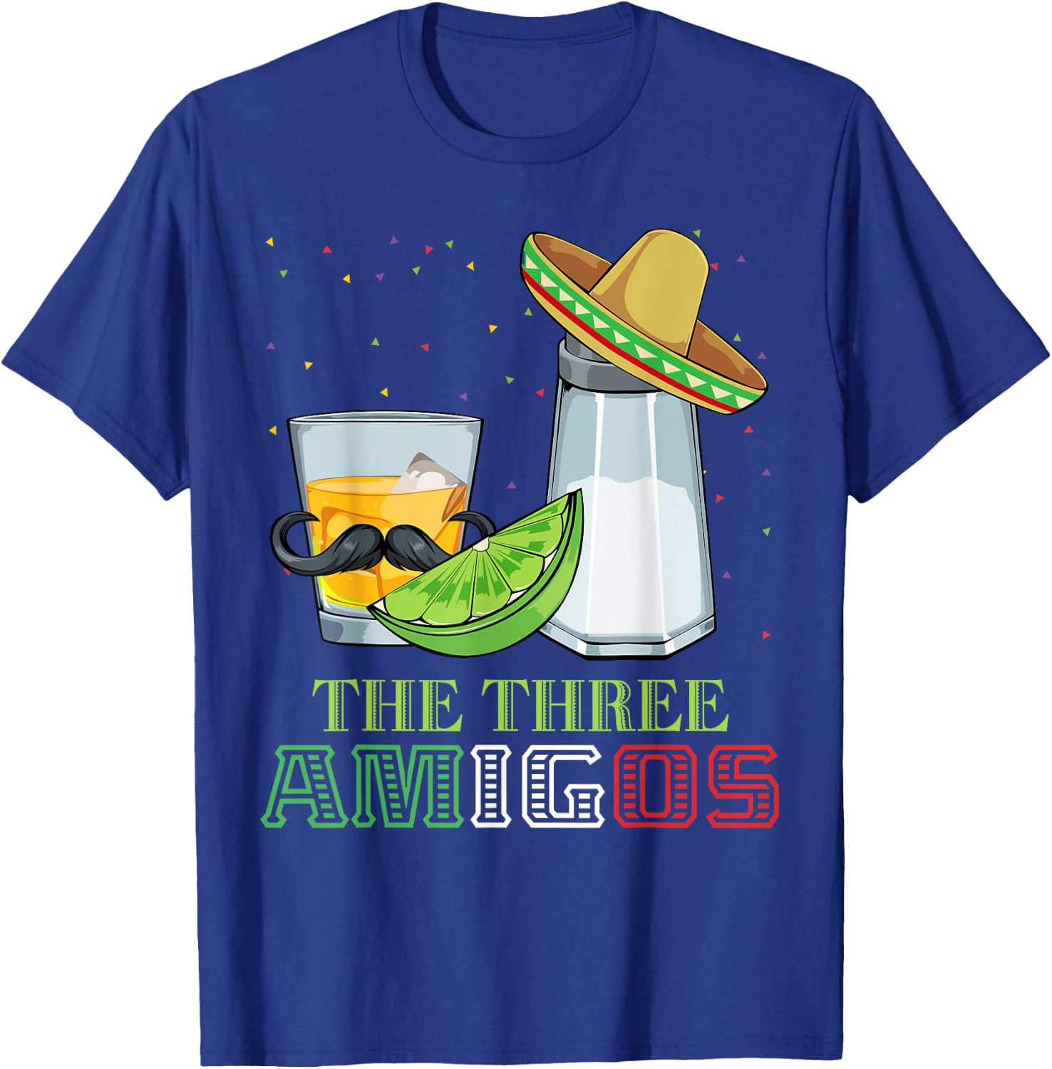 Three Amigos Cinco De Mayo Mexican Mexico Tequila Lime Salt T-Shirt - T-Shirt | Royal