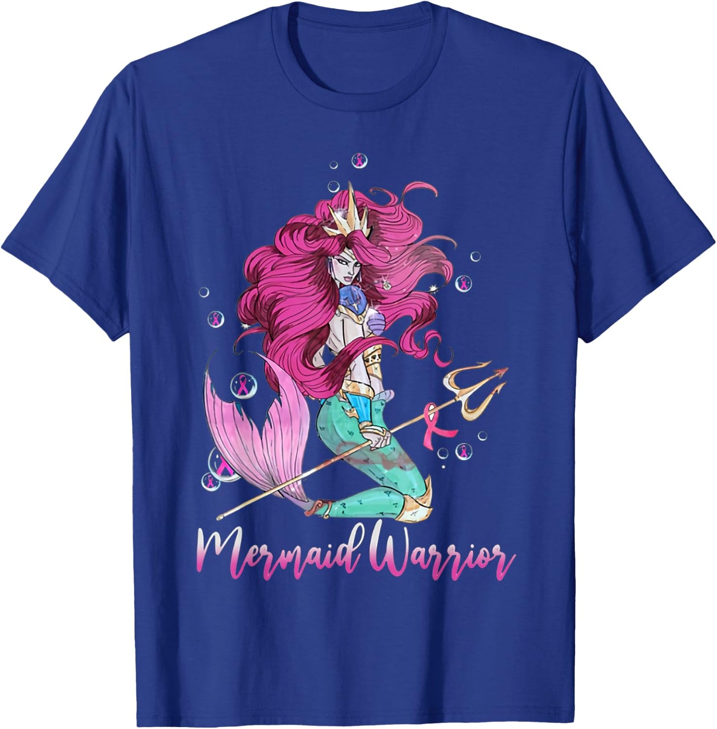 Breast Cancer Mermaid Warrior Mermaid Warrior Breast Cancer T-Shirt - T-Shirt | Royal