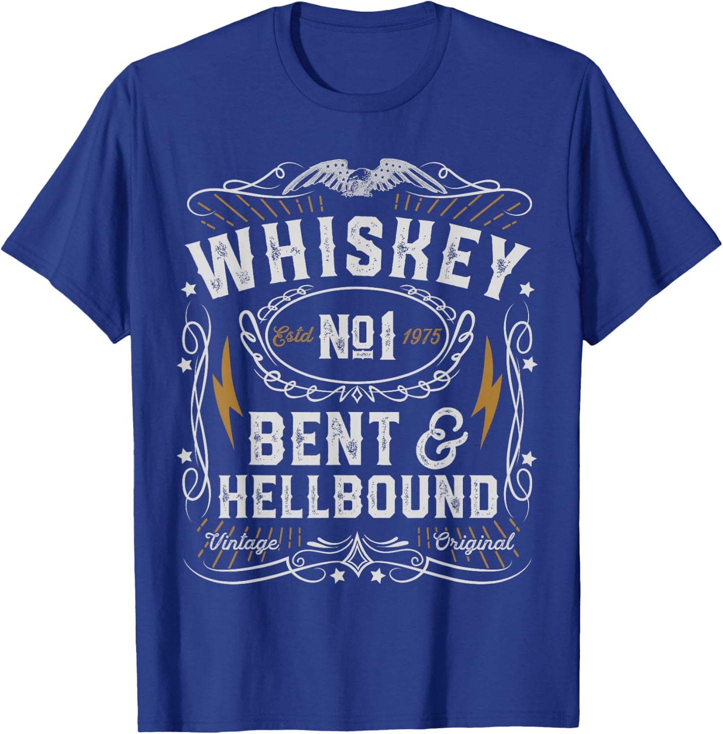 Whiskey Bent And Hellbound Country Music Biker Bourbon Gift T-Shirt - T-Shirt | Royal