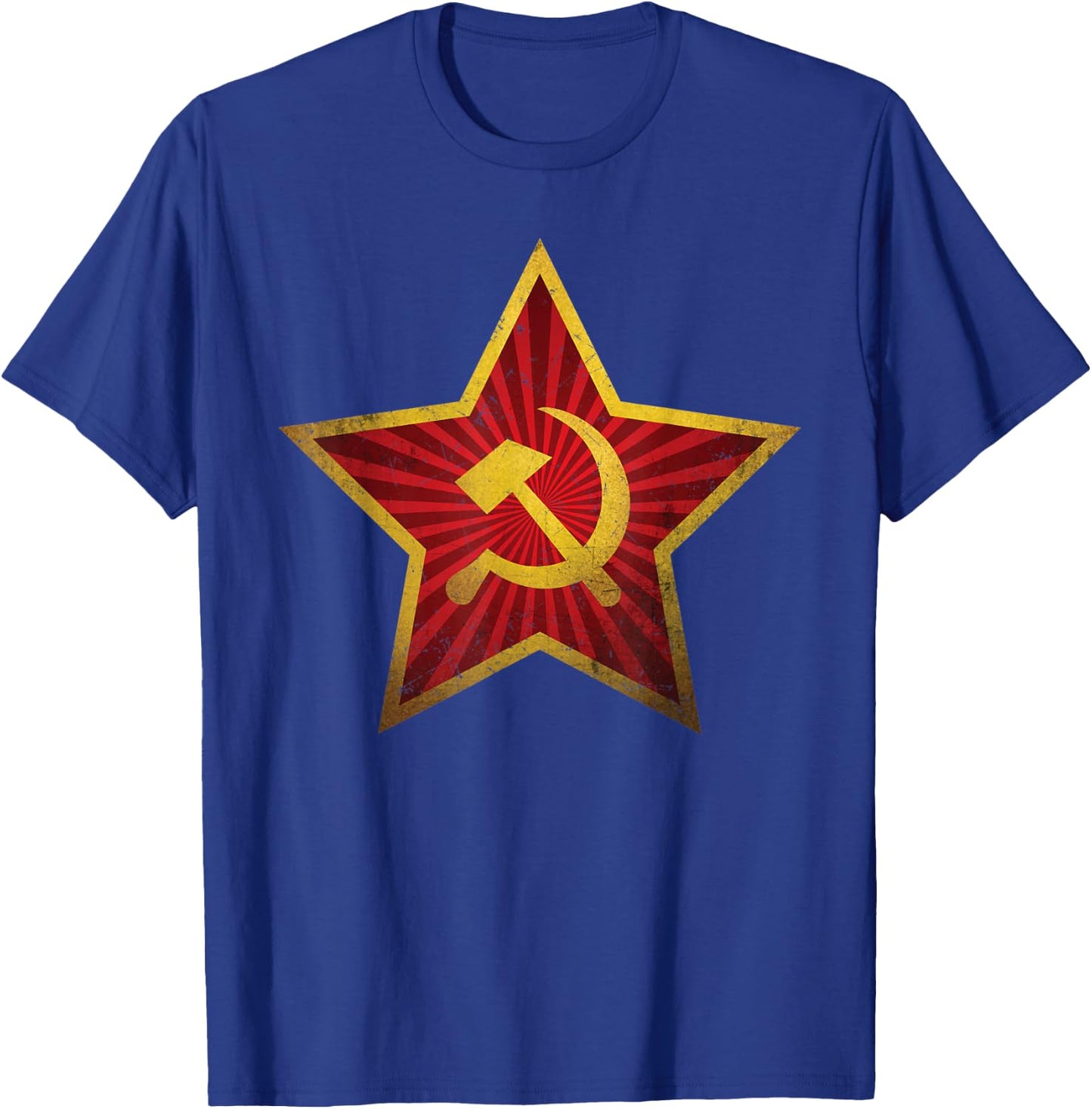 Soviet CCCP Red Star Sickle Hammer Symbol Emblem Distressed T-Shirt - T-Shirt | Royal
