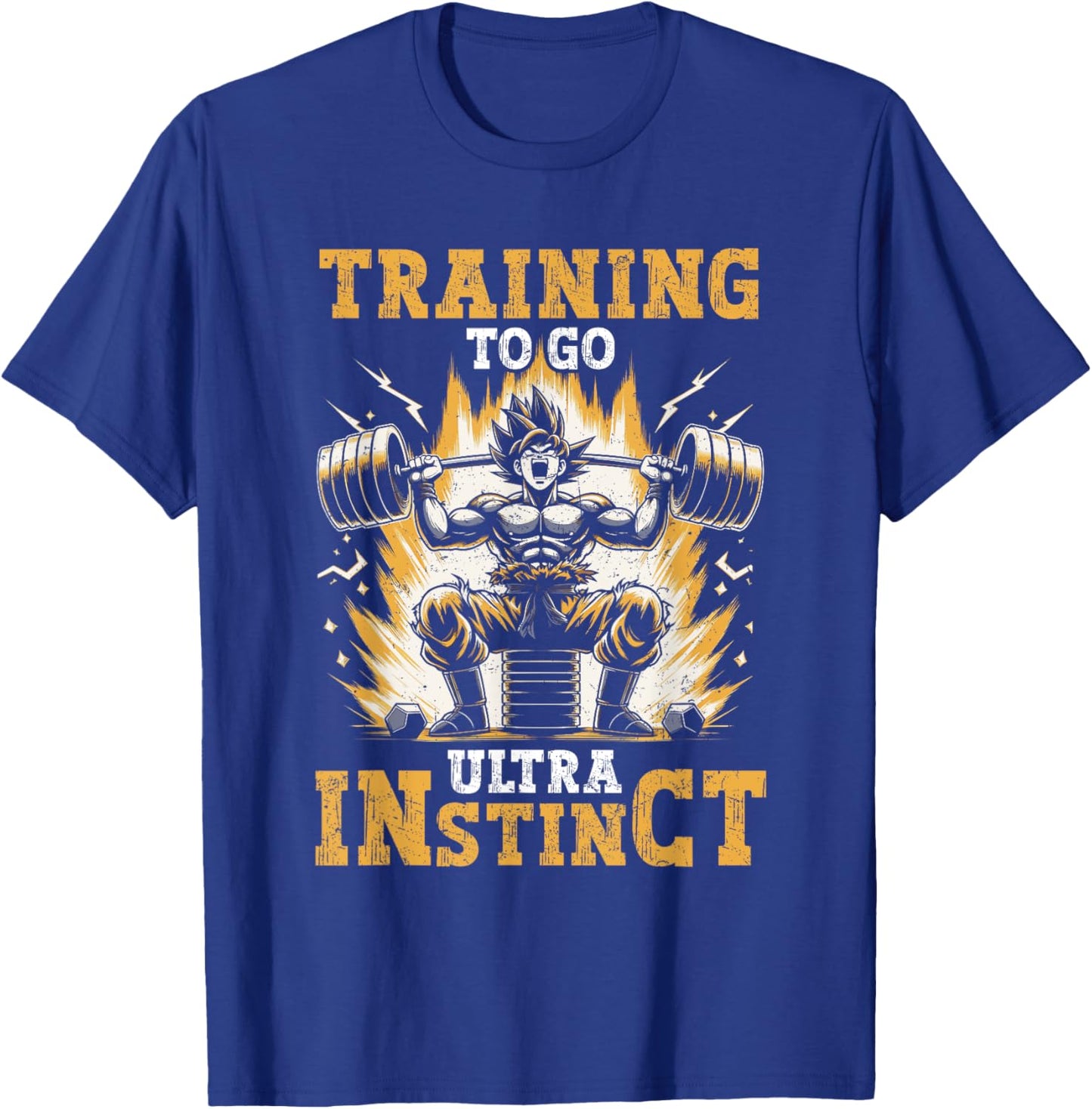 Training To Go Ultra Instinct Gym Weightlifting Distressed T-Shirt - T-Shirt | Royal