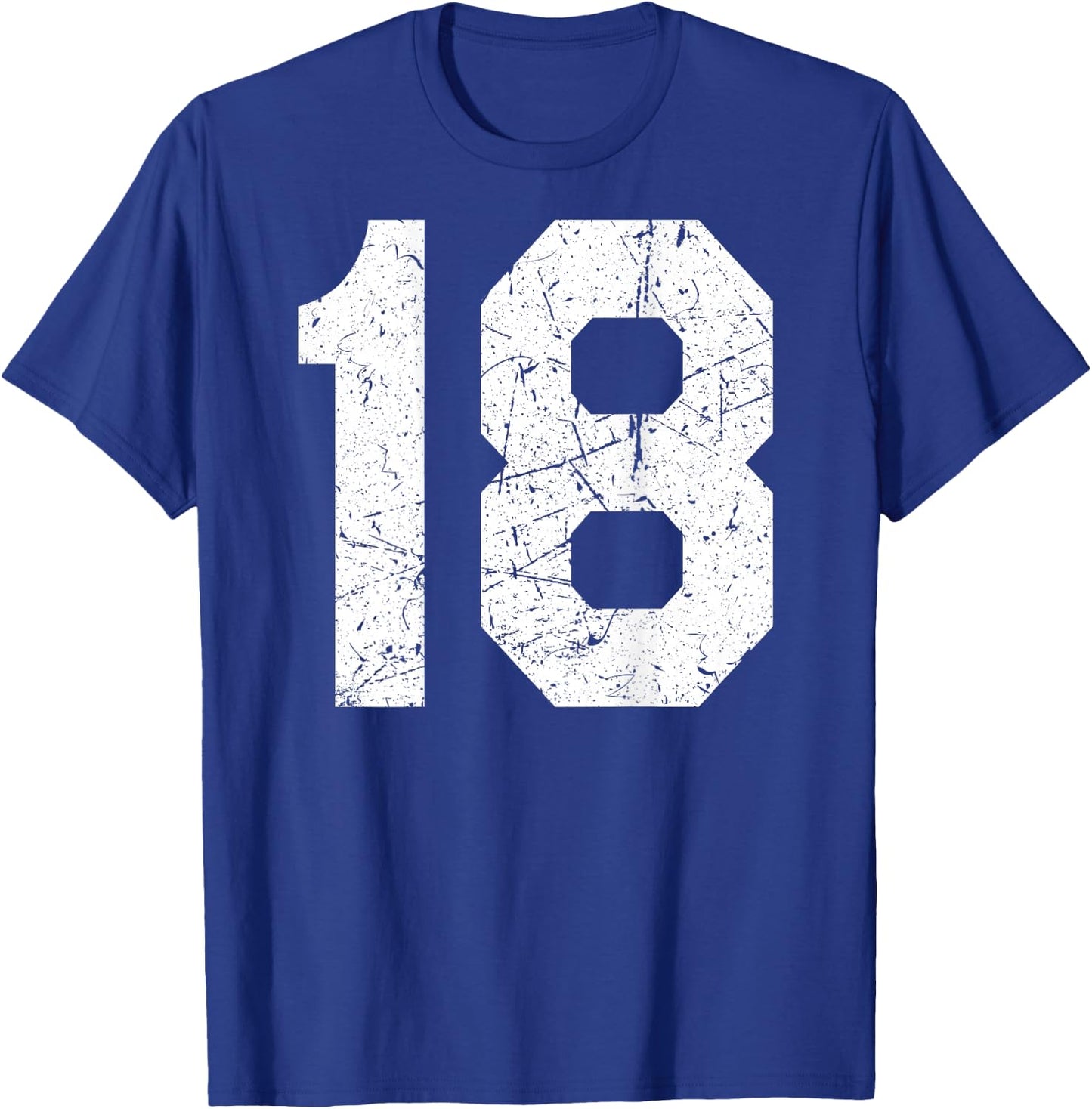 #18 Jersey Uniform Varsity Sports Number, 18th Birthday T-Shirt - T-Shirt | Royal